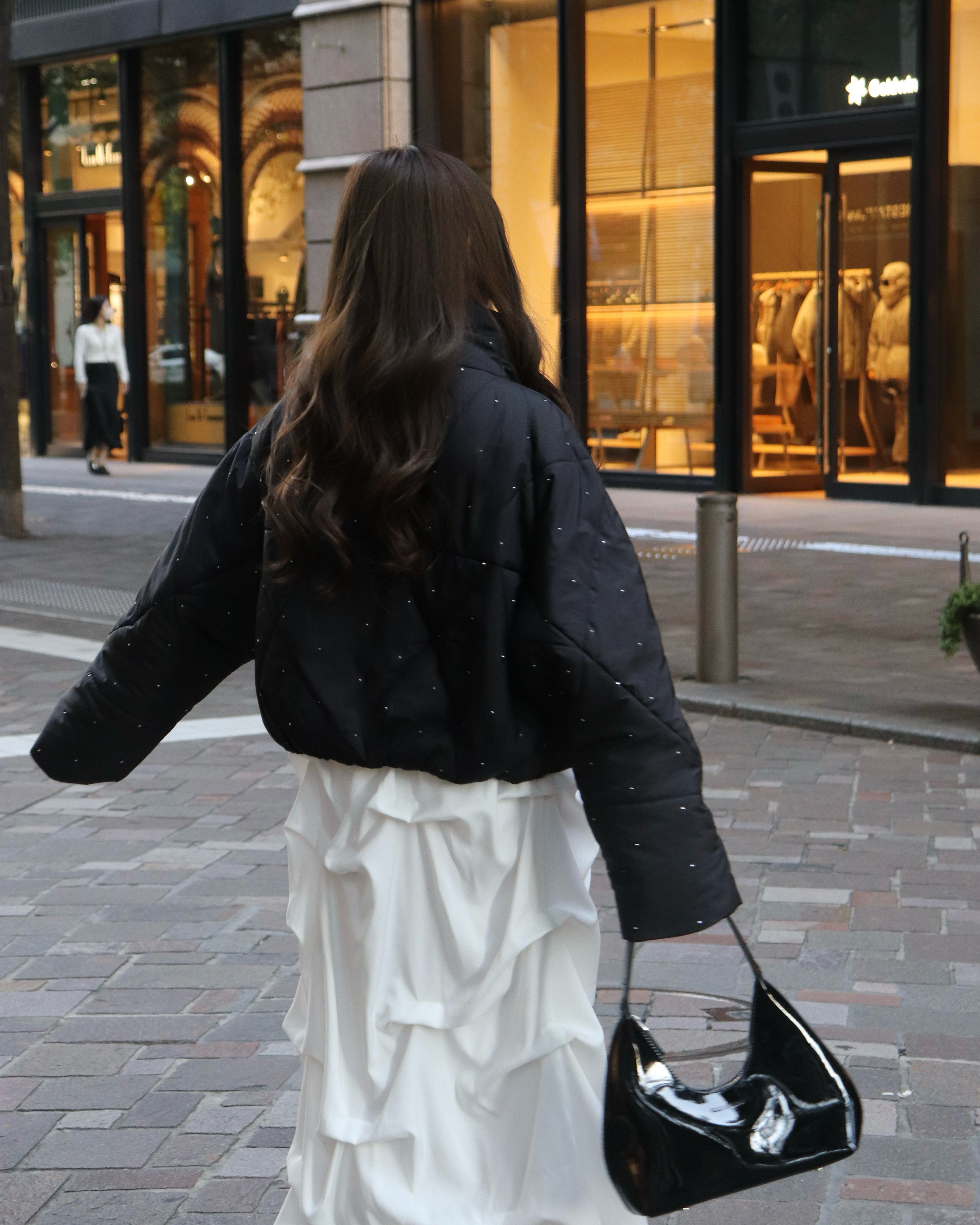 bijou ribbon quilted coat