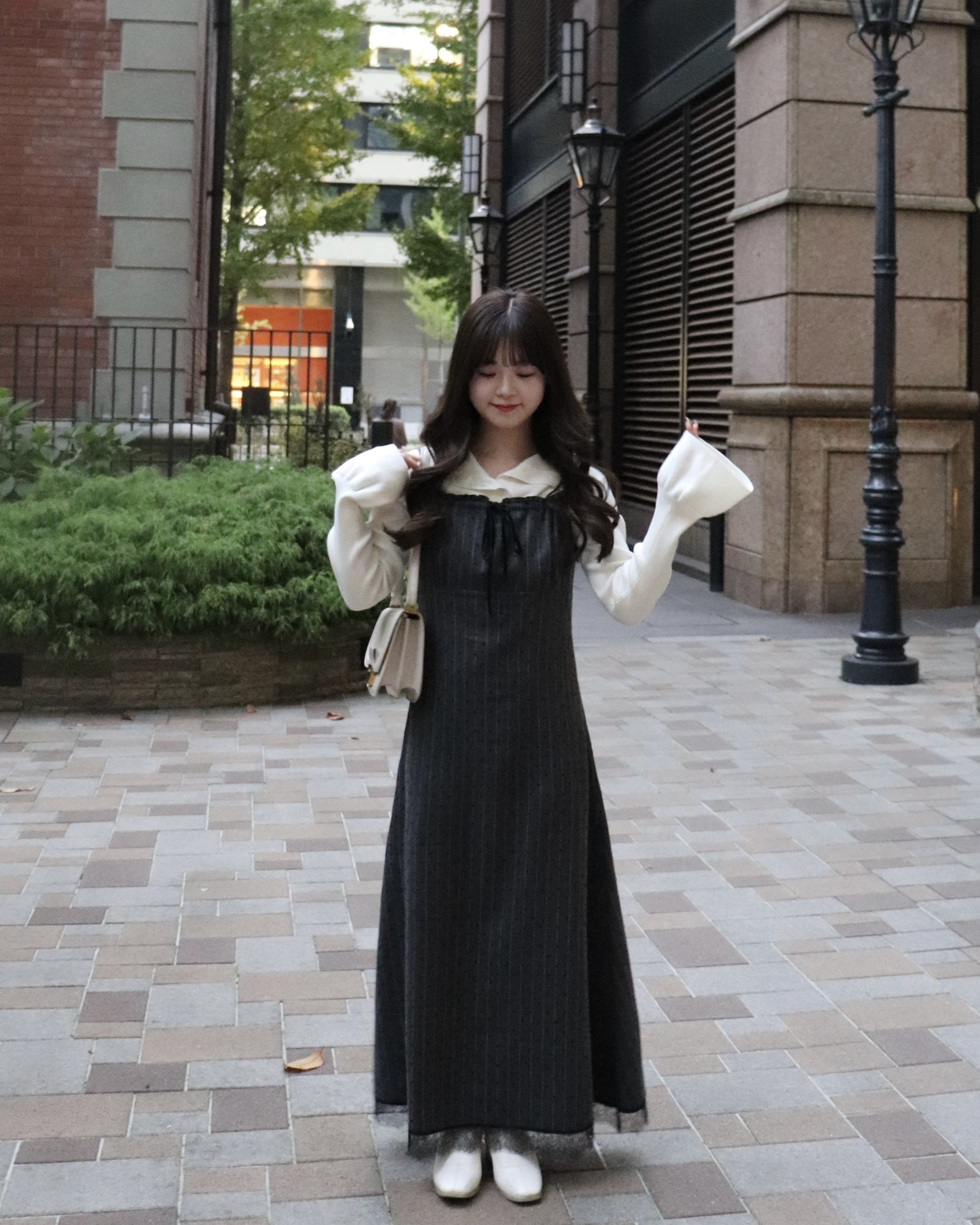 【予約】ドットレースドッキングキャミワンピース