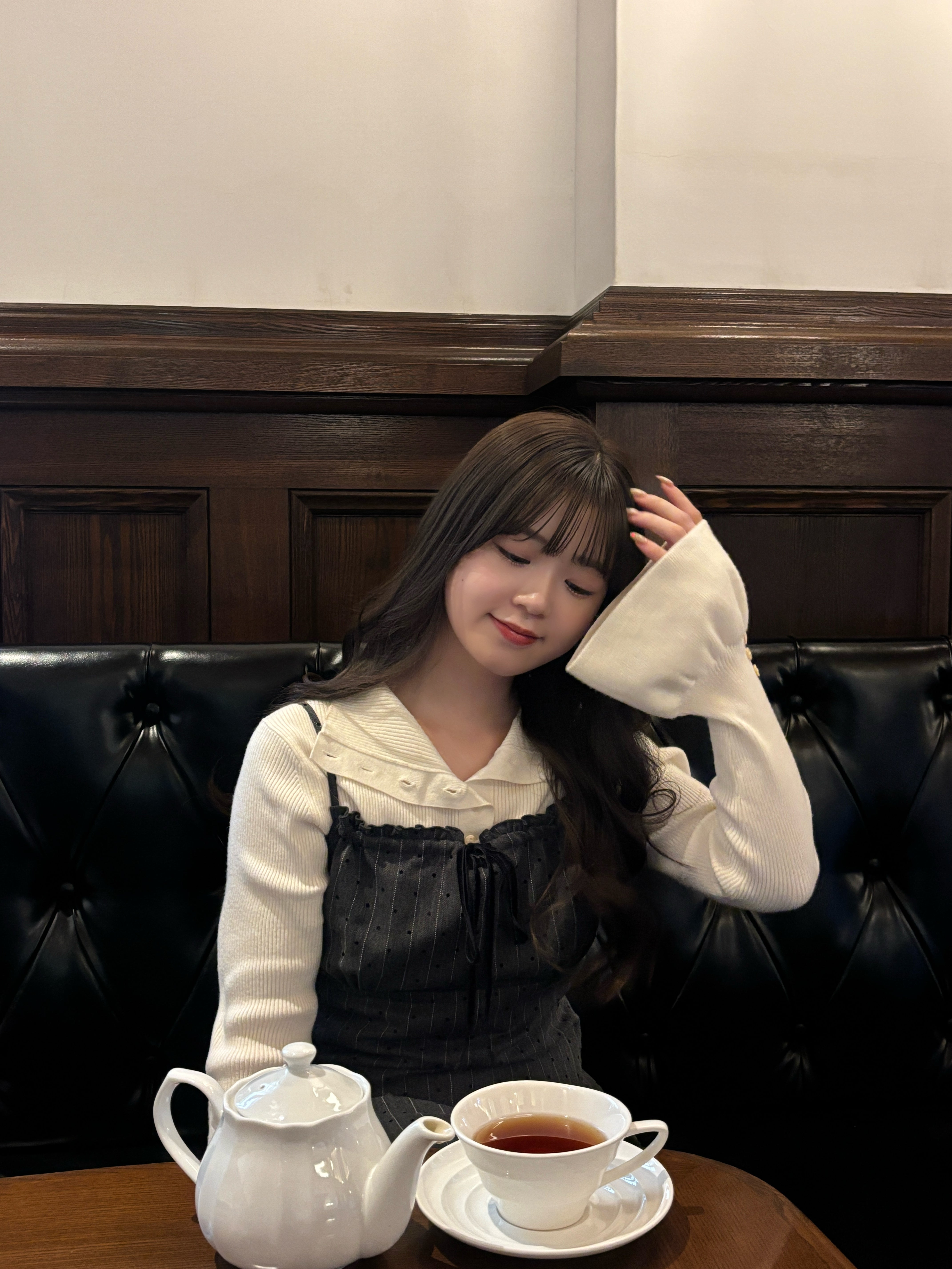 2wayボタンフリルデザインリブニット