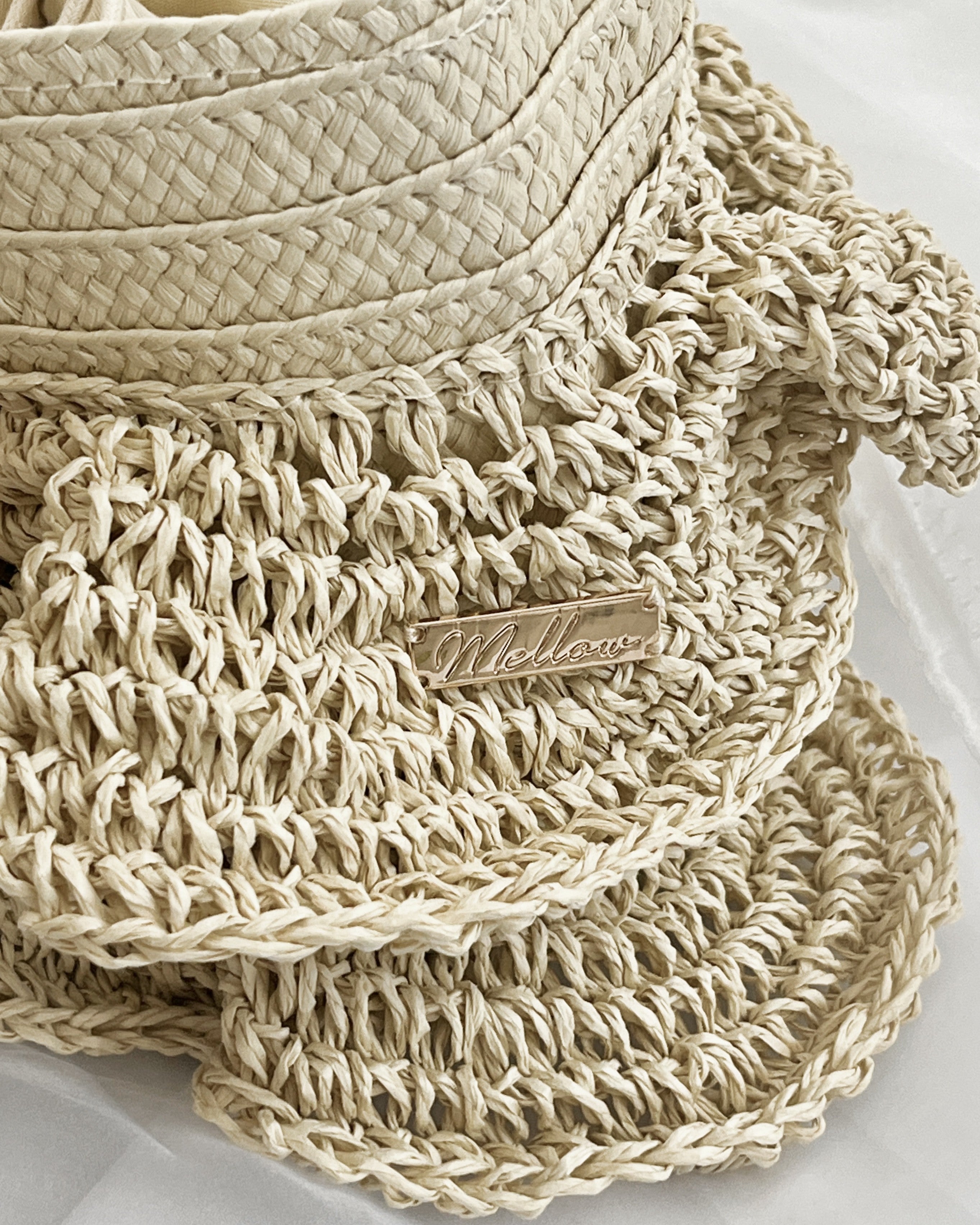 Logo Plate Frilled Basket Bag
