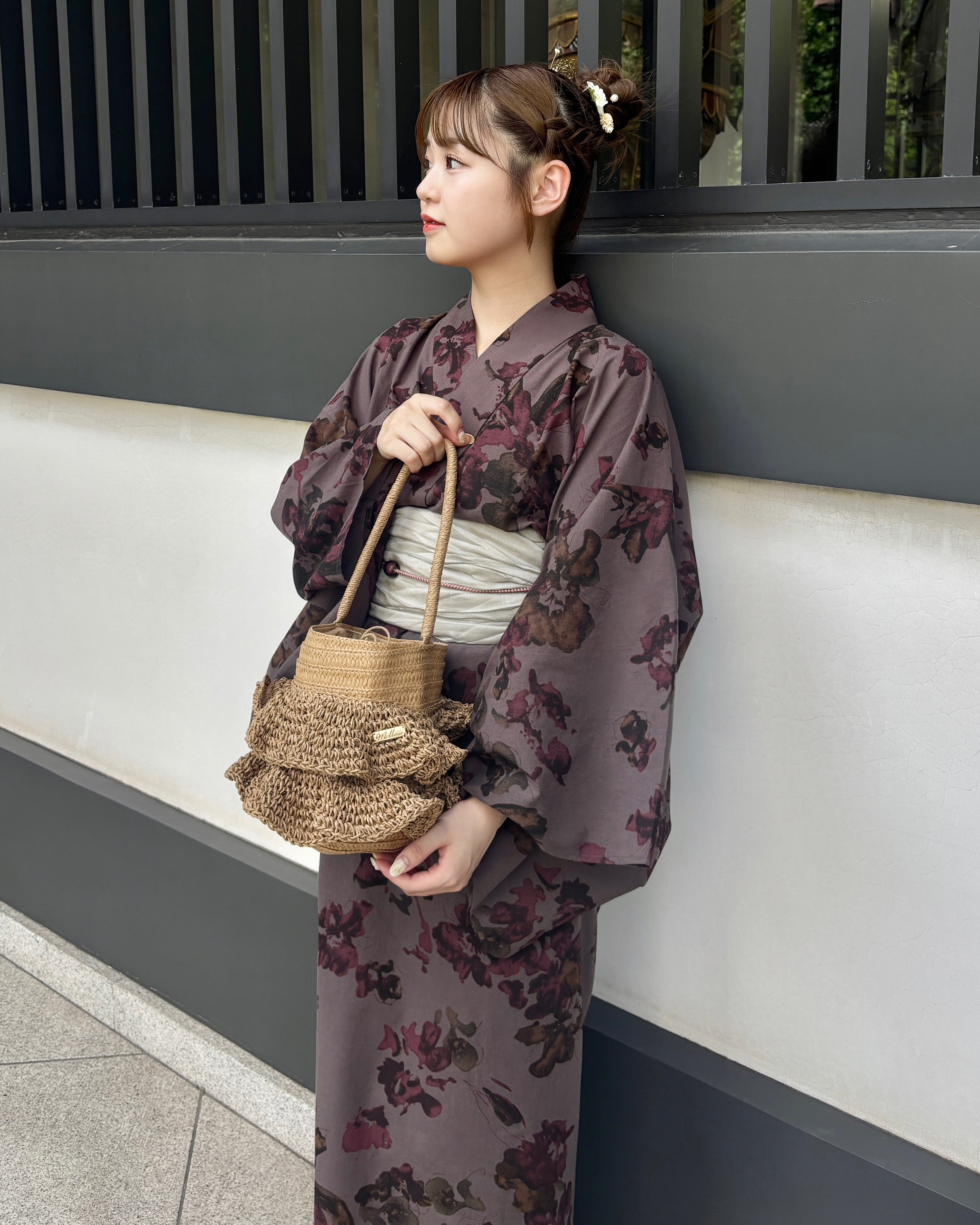 Logo Plate Frilled Basket Bag