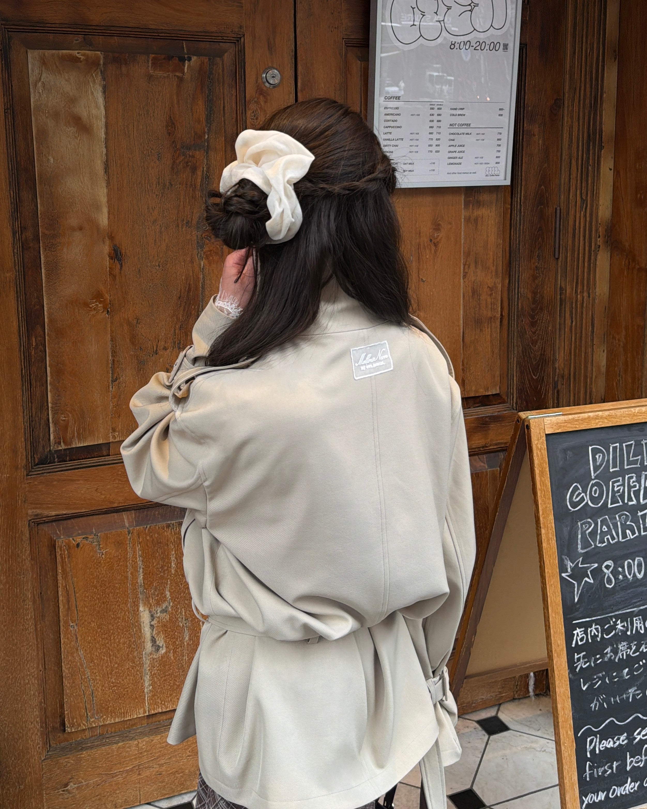 2wayスタンドカラーショートトレンチコート