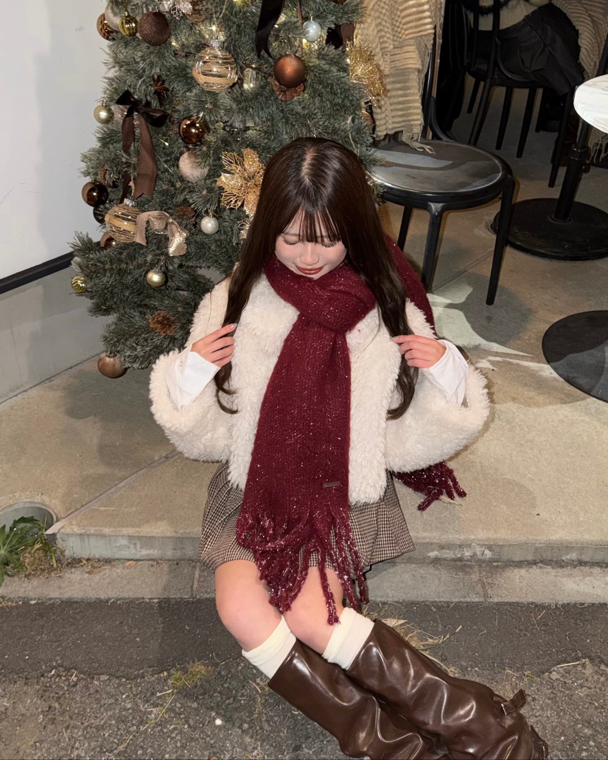 【一部予約】グリッターラメボリュームマフラー