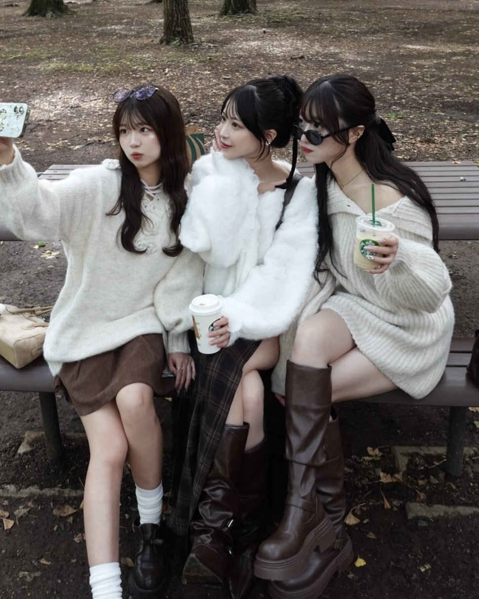 按钮详细信息闪光编织迷你连衣裙