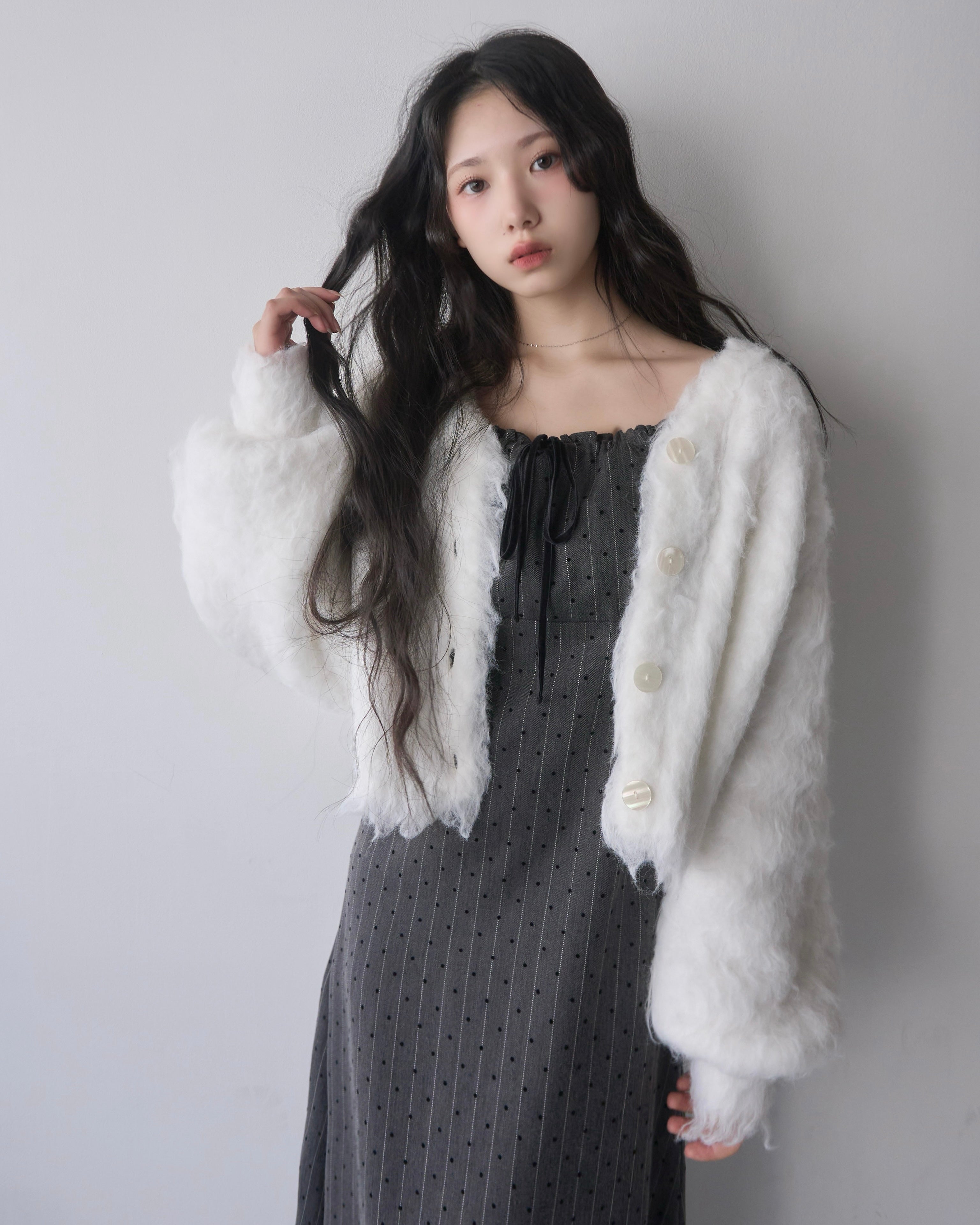 【予約】ドットレースドッキングキャミワンピース