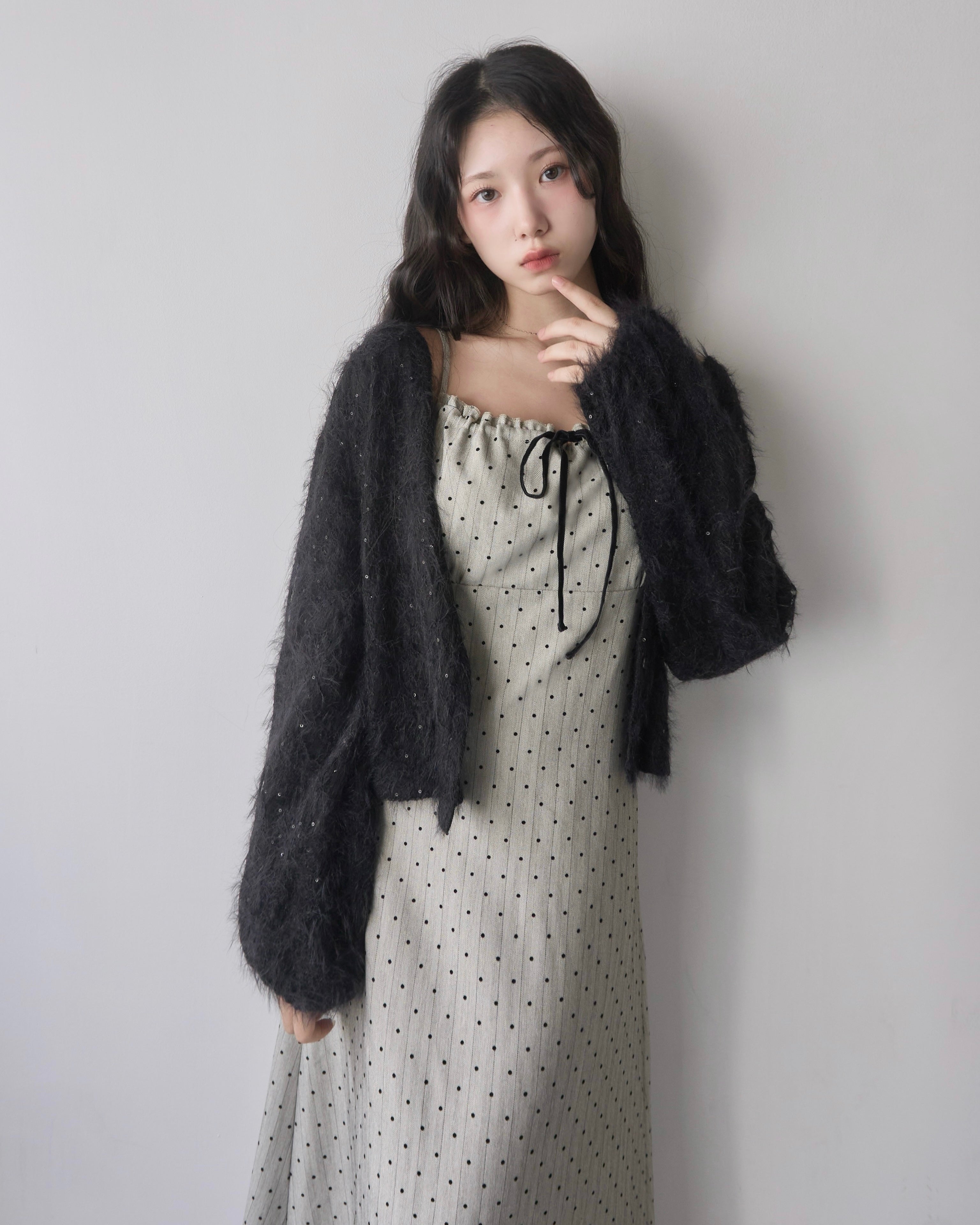 【予約】ドットレースドッキングキャミワンピース