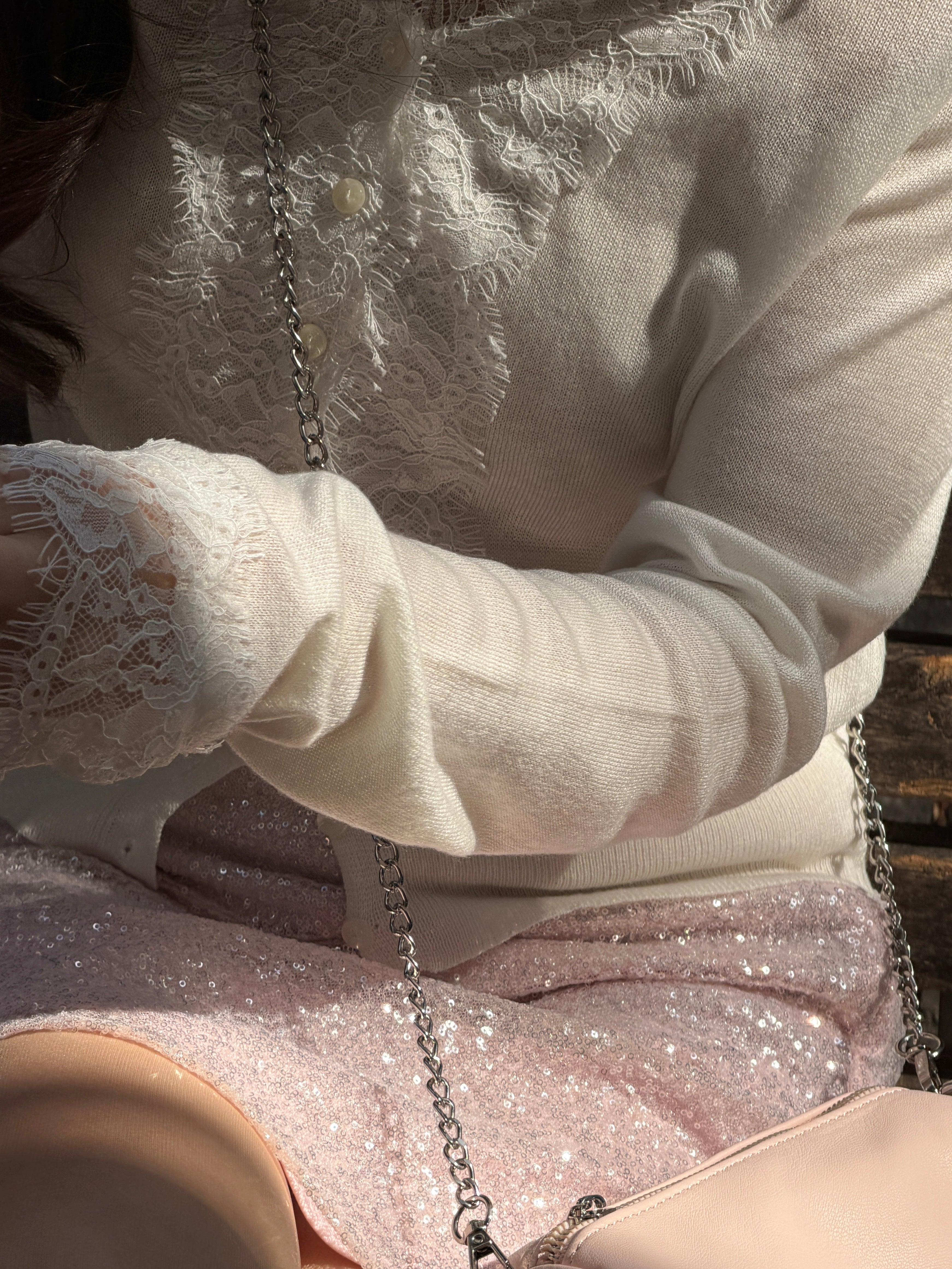 レースドッキングカーディガン