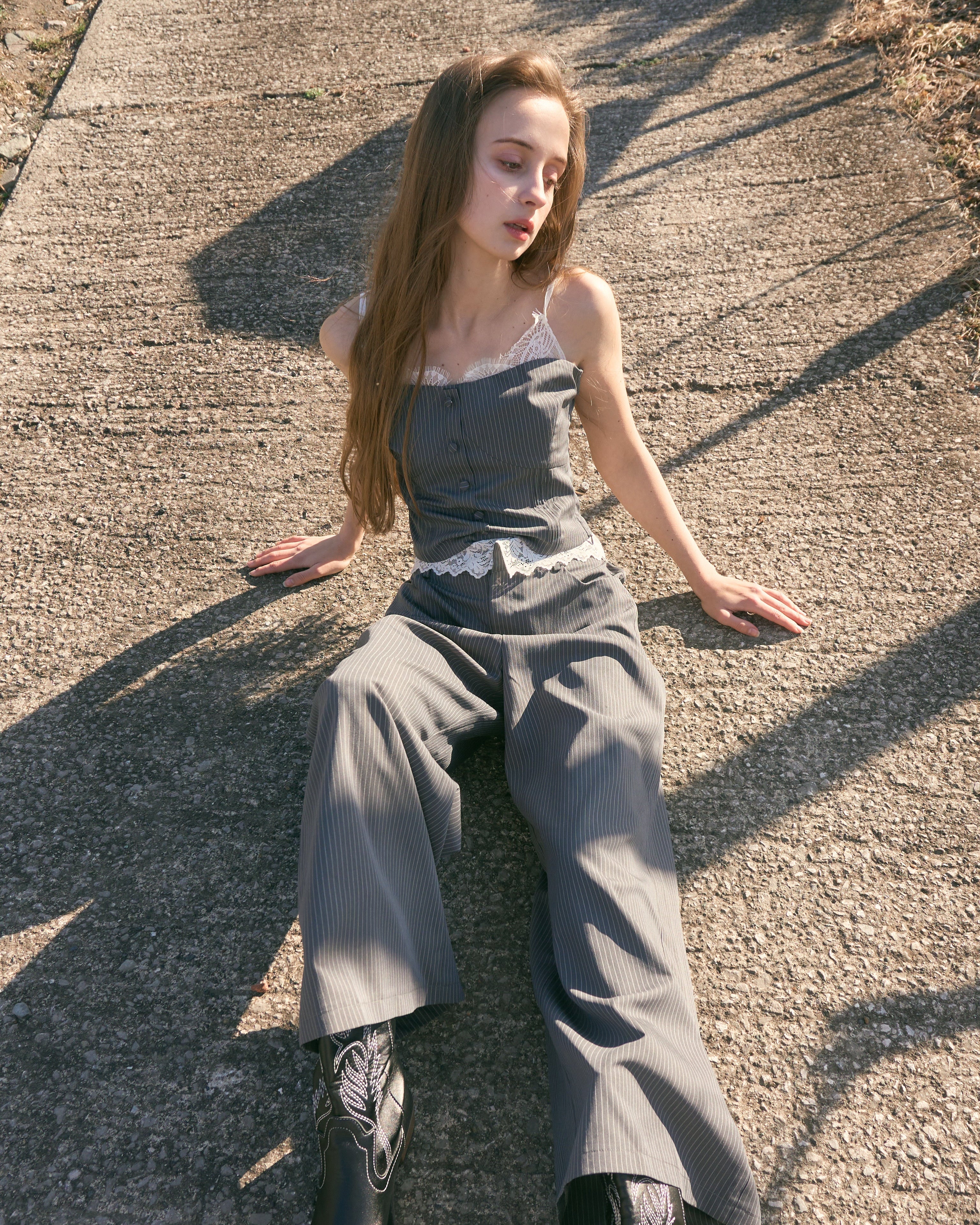 【予約】レースレイヤードキャミソールパンツセットアップ