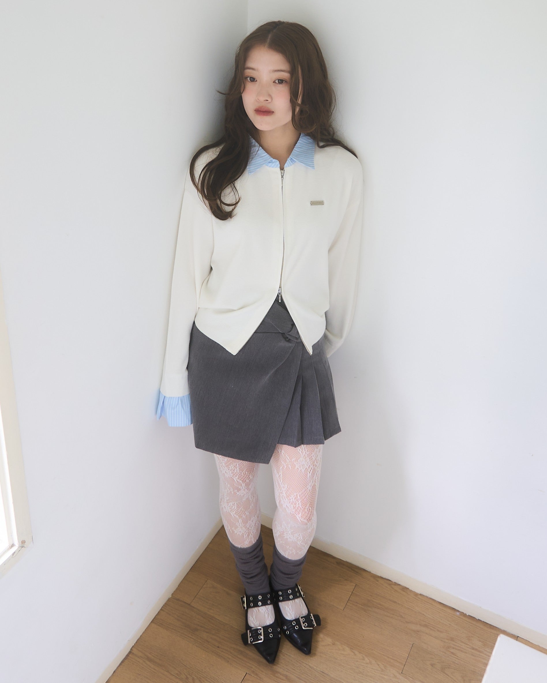 シャツレイヤードライクニット