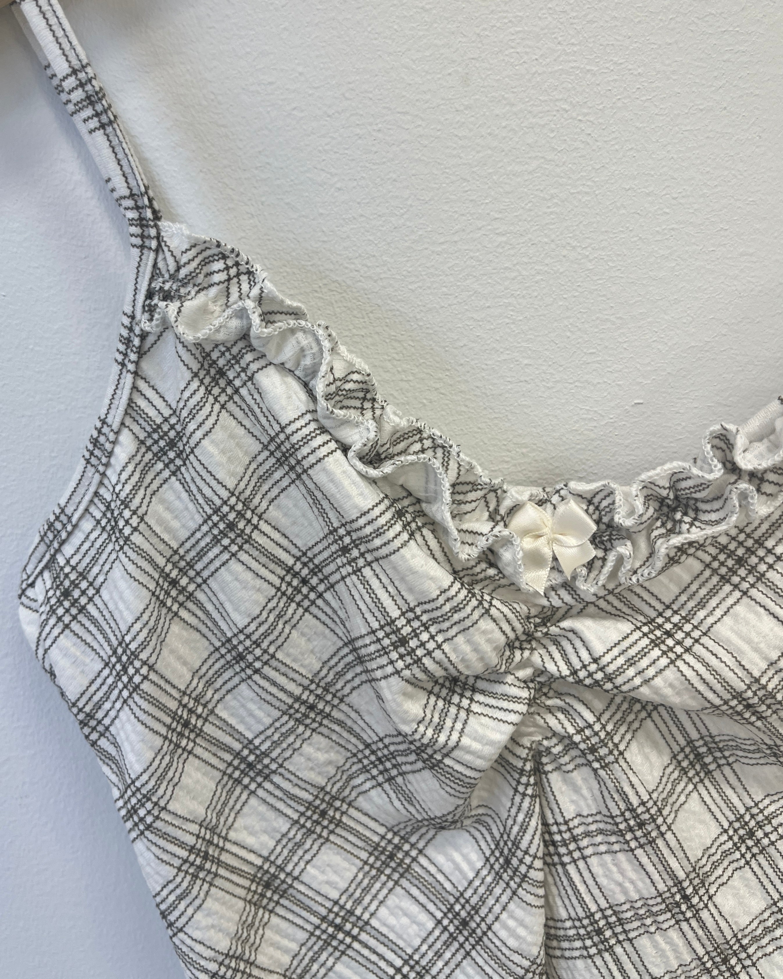 Check Camisole & Mesh Cardigan Ensemble