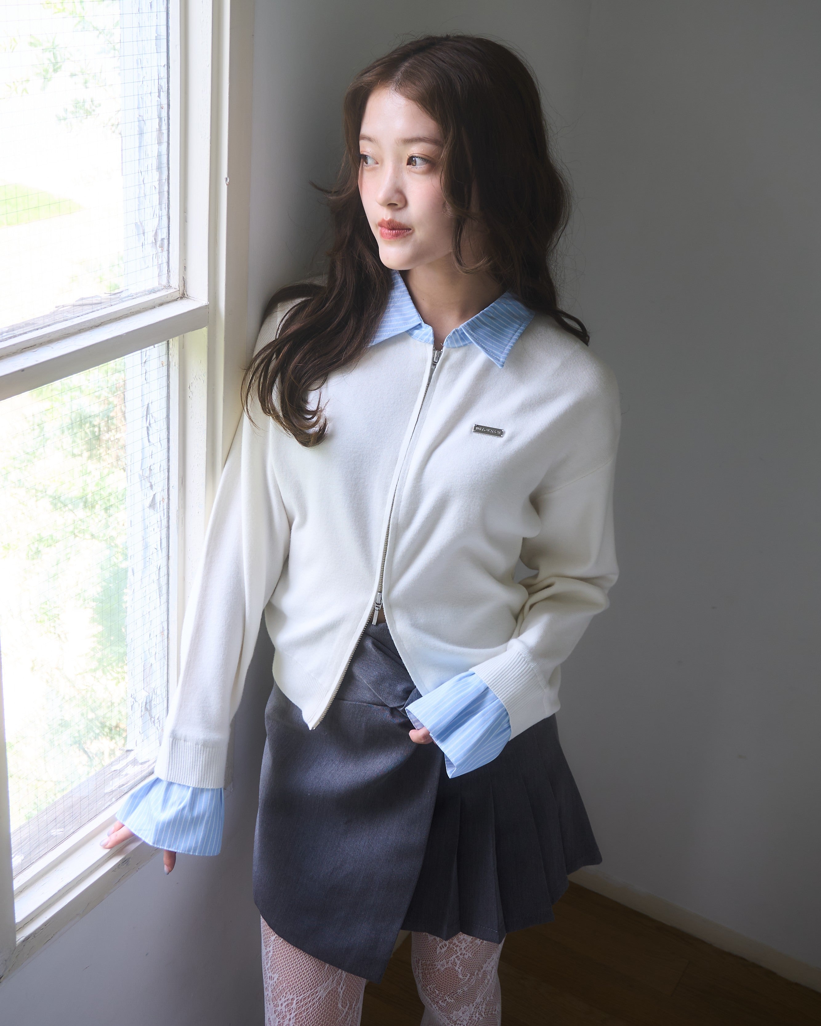 シャツレイヤードライクニット