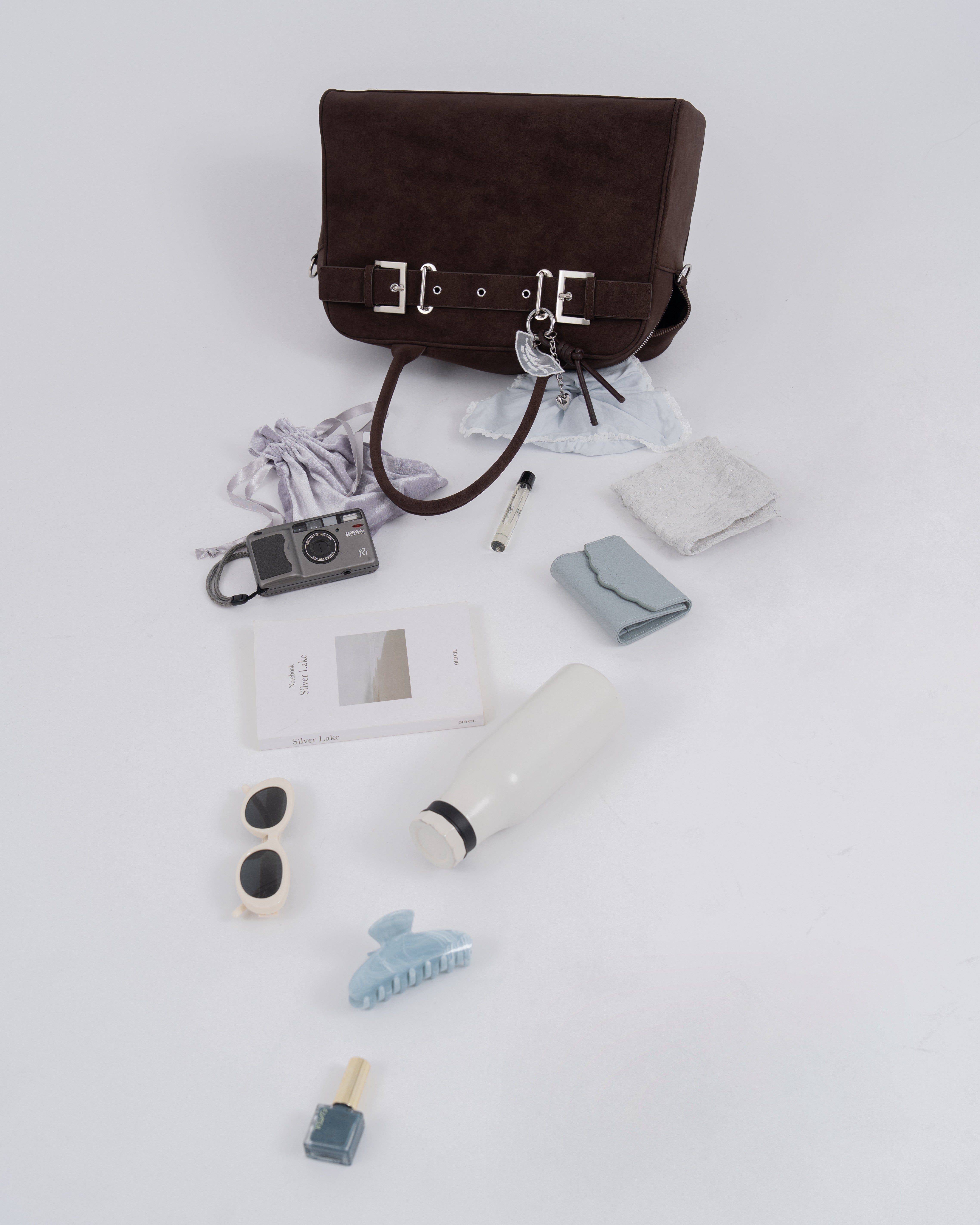 A4スウェードライクベルトボストンバッグ