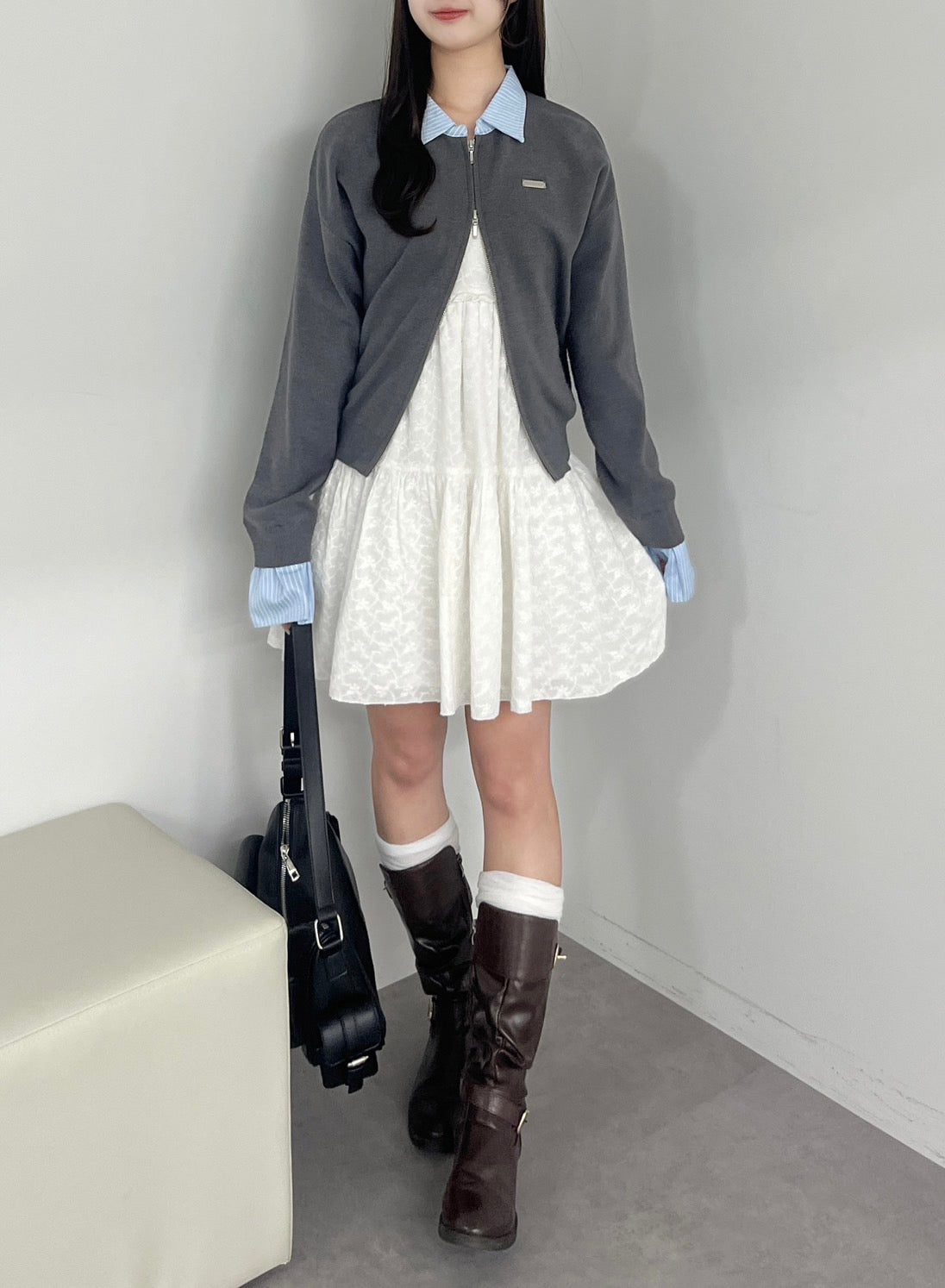 シャツレイヤードライクニット