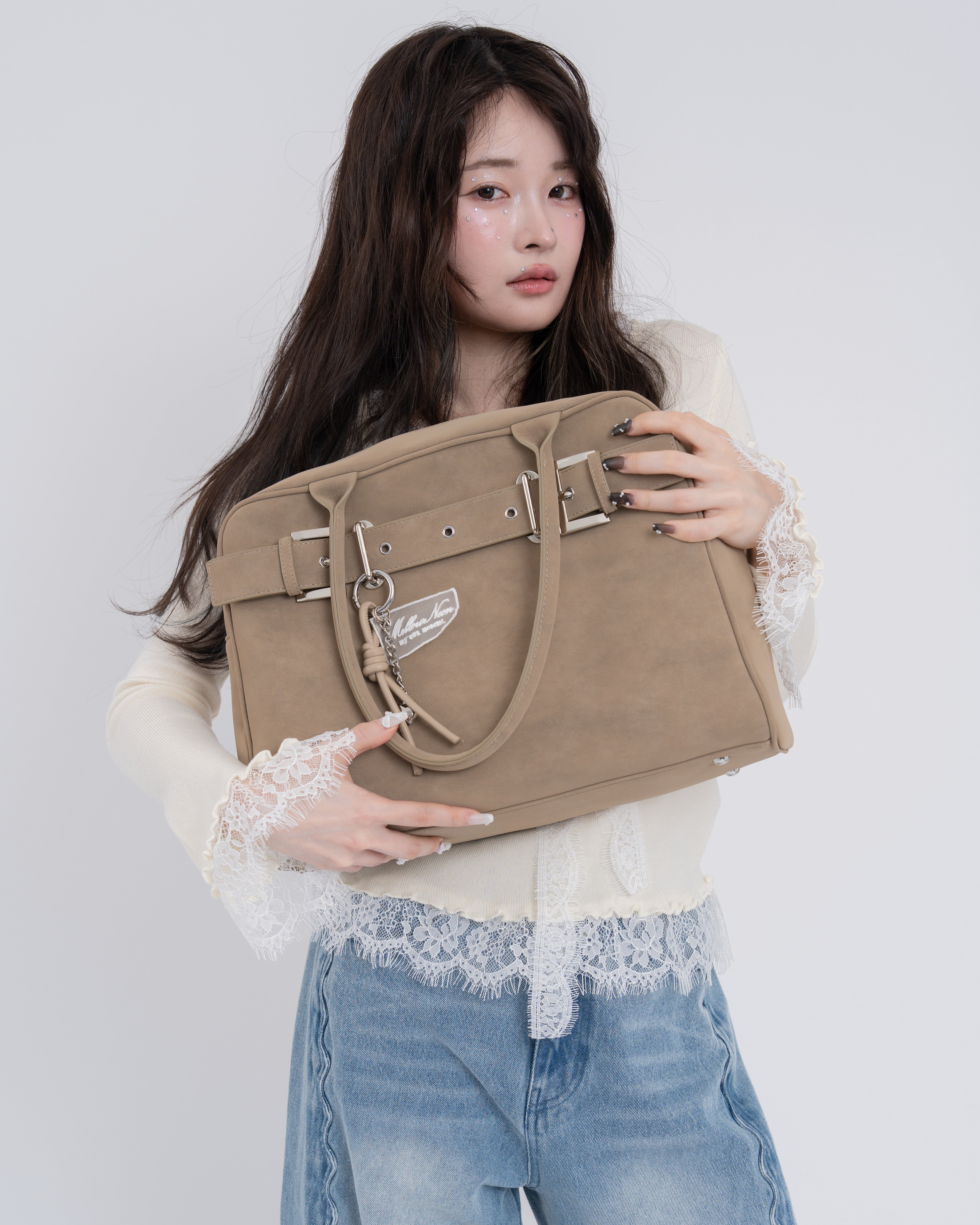 A4スウェードライクベルトボストンバッグ