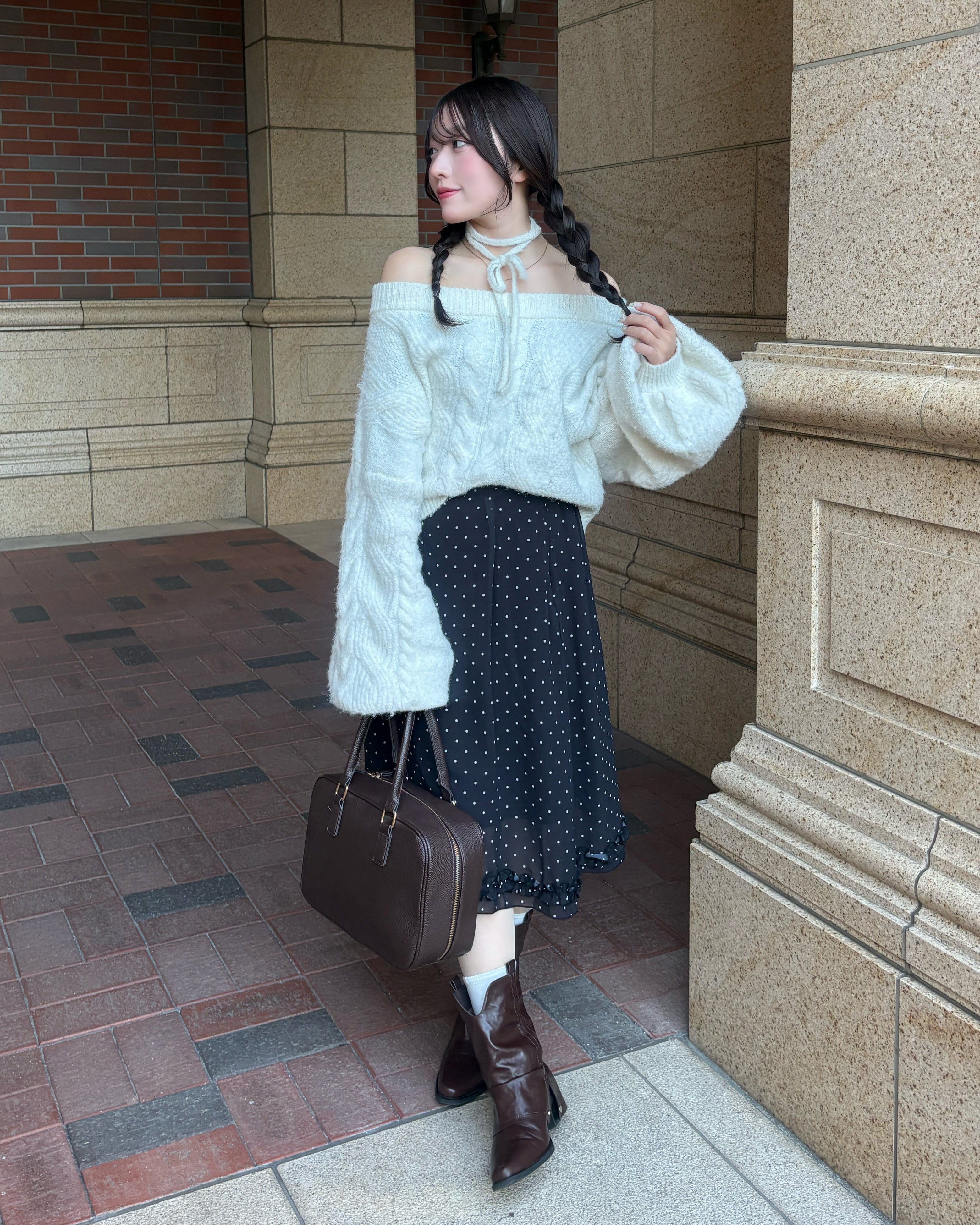 【一部予約】チェック&ドットシアーフリルスカート