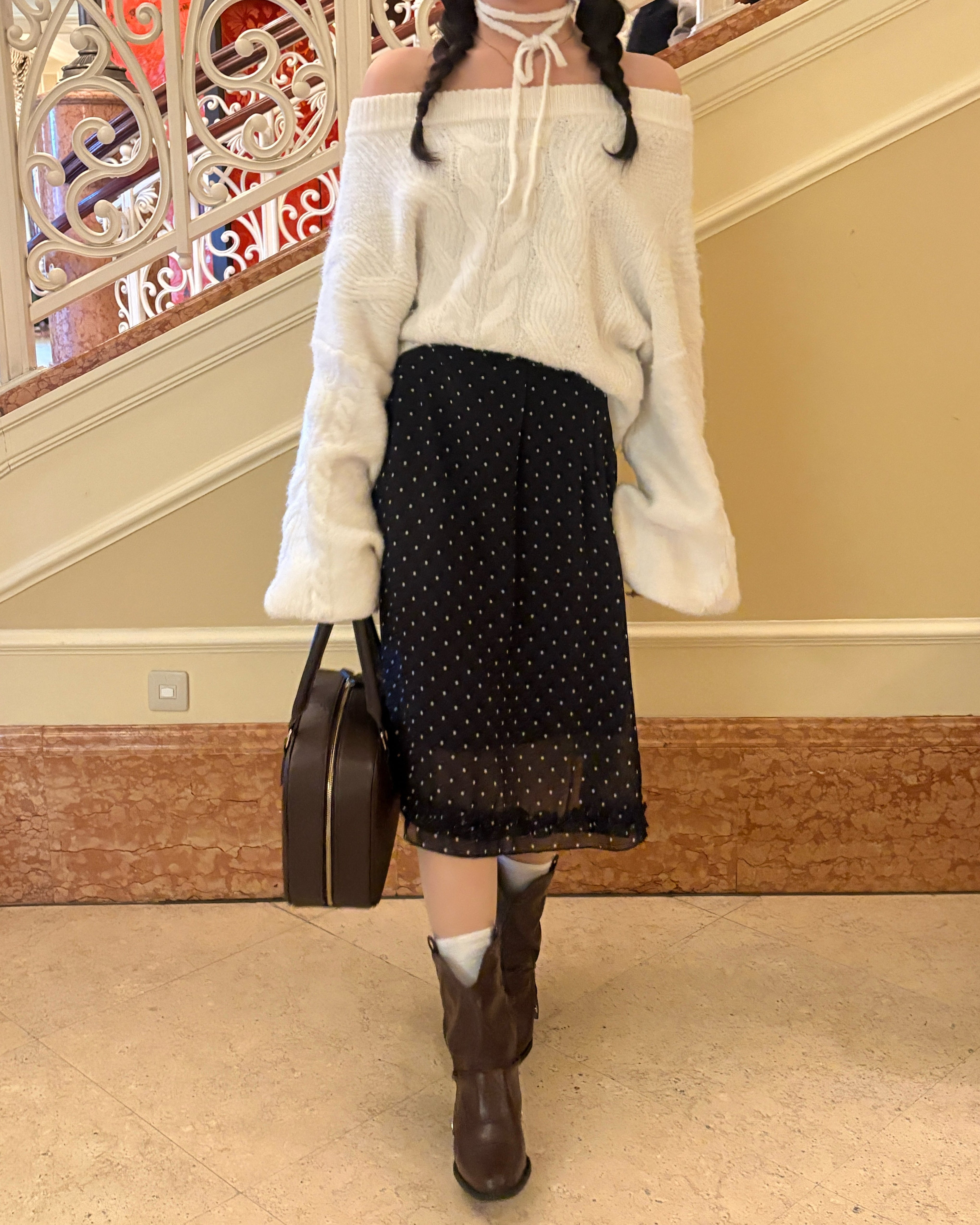 【一部予約】チェック&ドットシアーフリルスカート