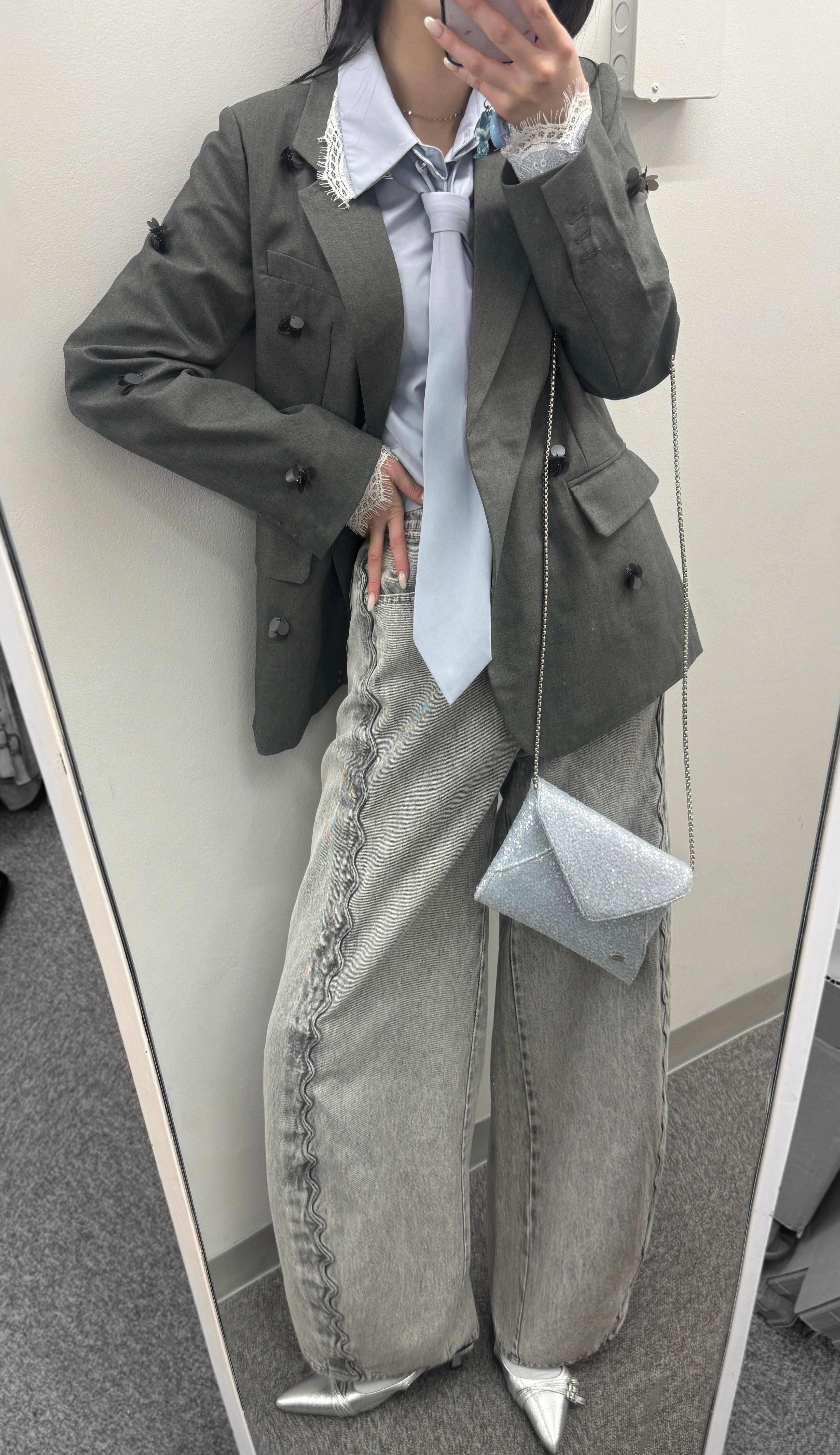 【一部予約】ウェーブラインカーブデニムパンツ