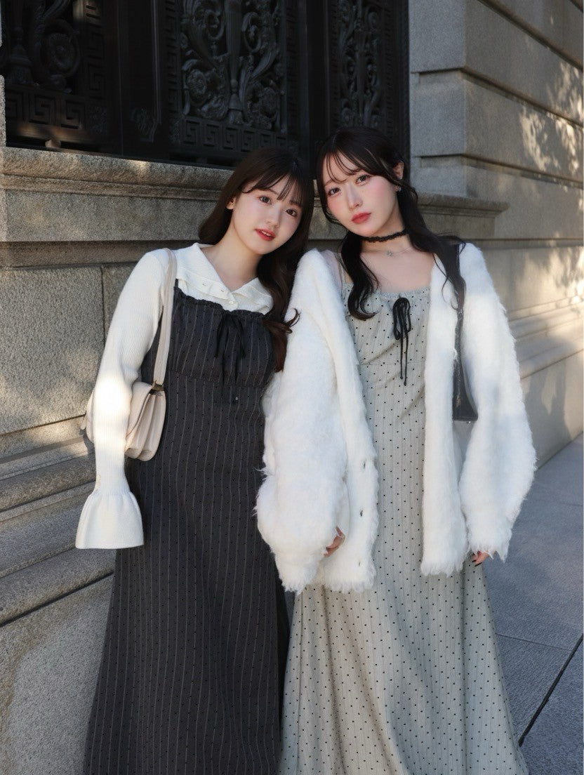 【予約】ドットレースドッキングキャミワンピース