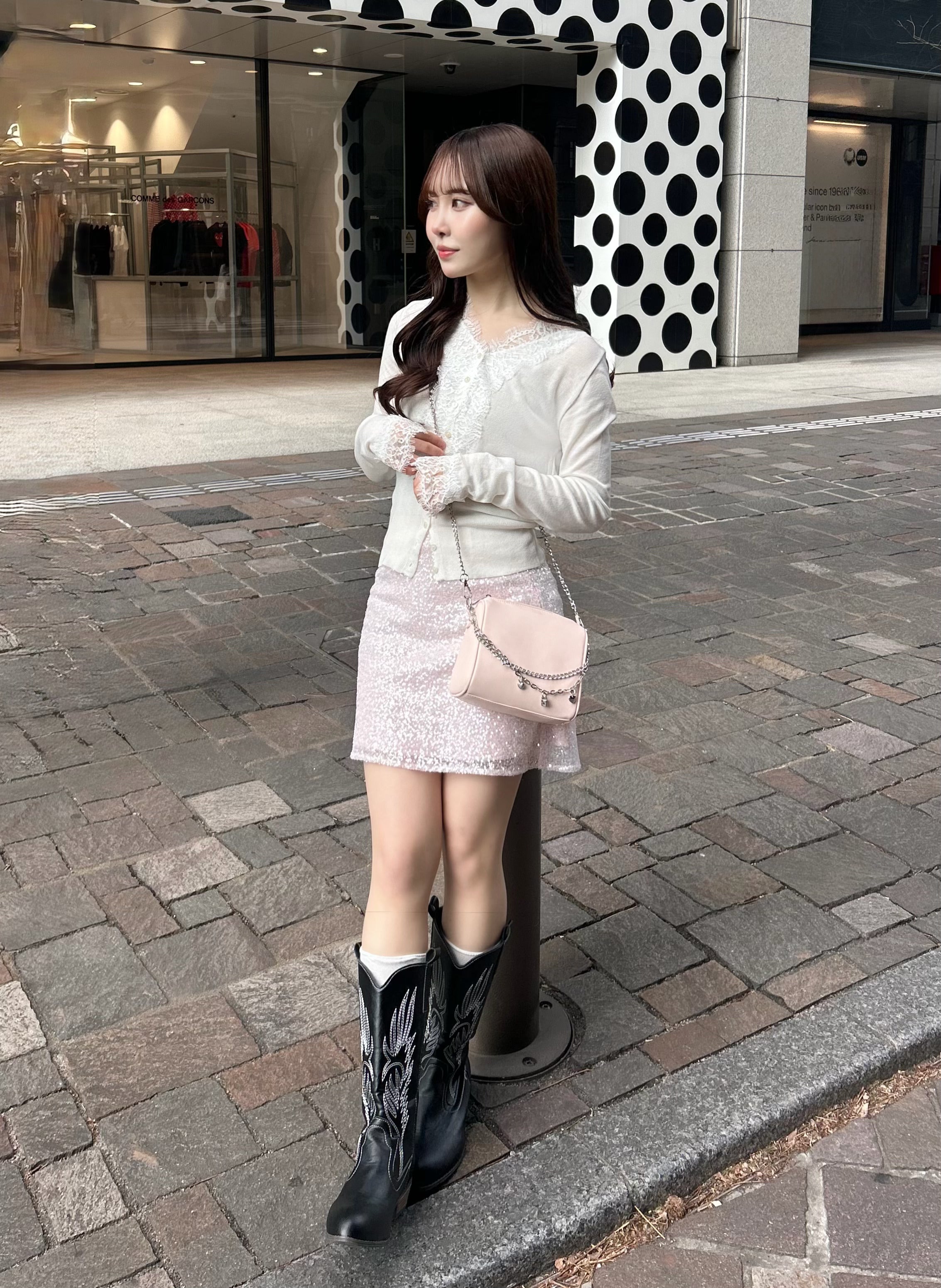 レースドッキングカーディガン