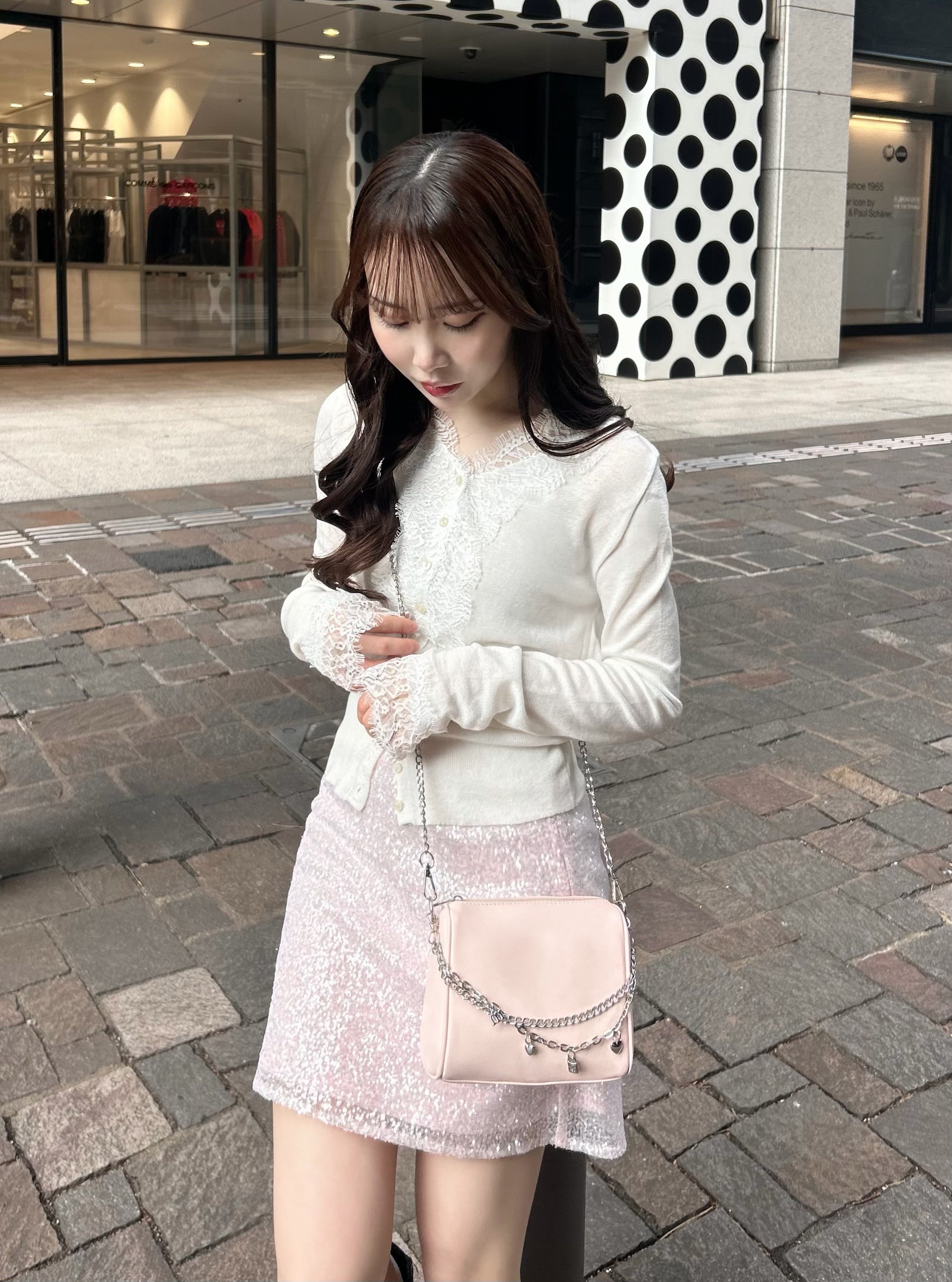 レースドッキングカーディガン