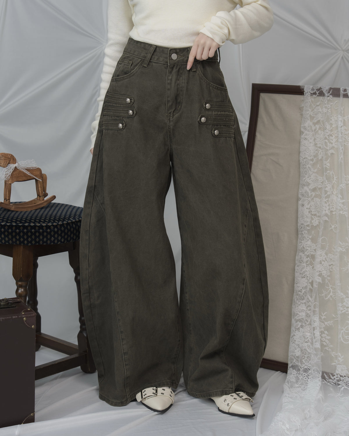 ナポレオンバレルレッグデニムパンツ