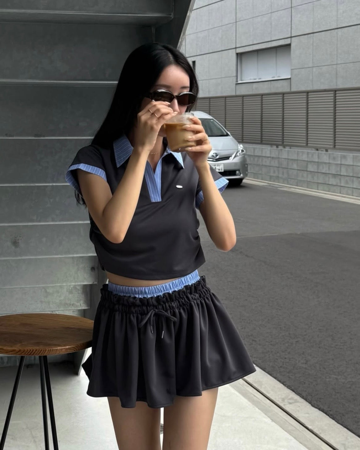 ダブルウエストスカート&ポロセットアップ
