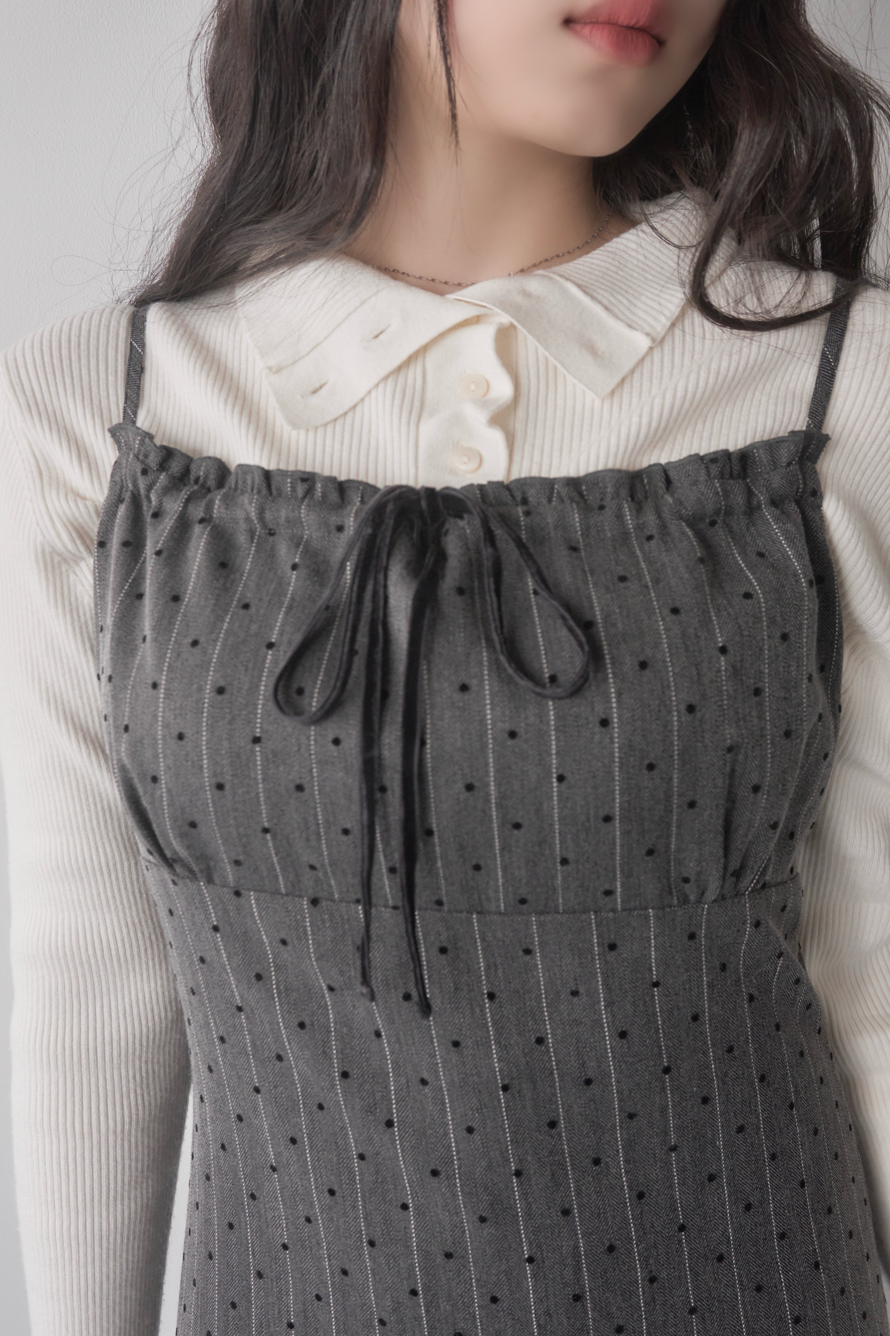 【予約】ドットレースドッキングキャミワンピース