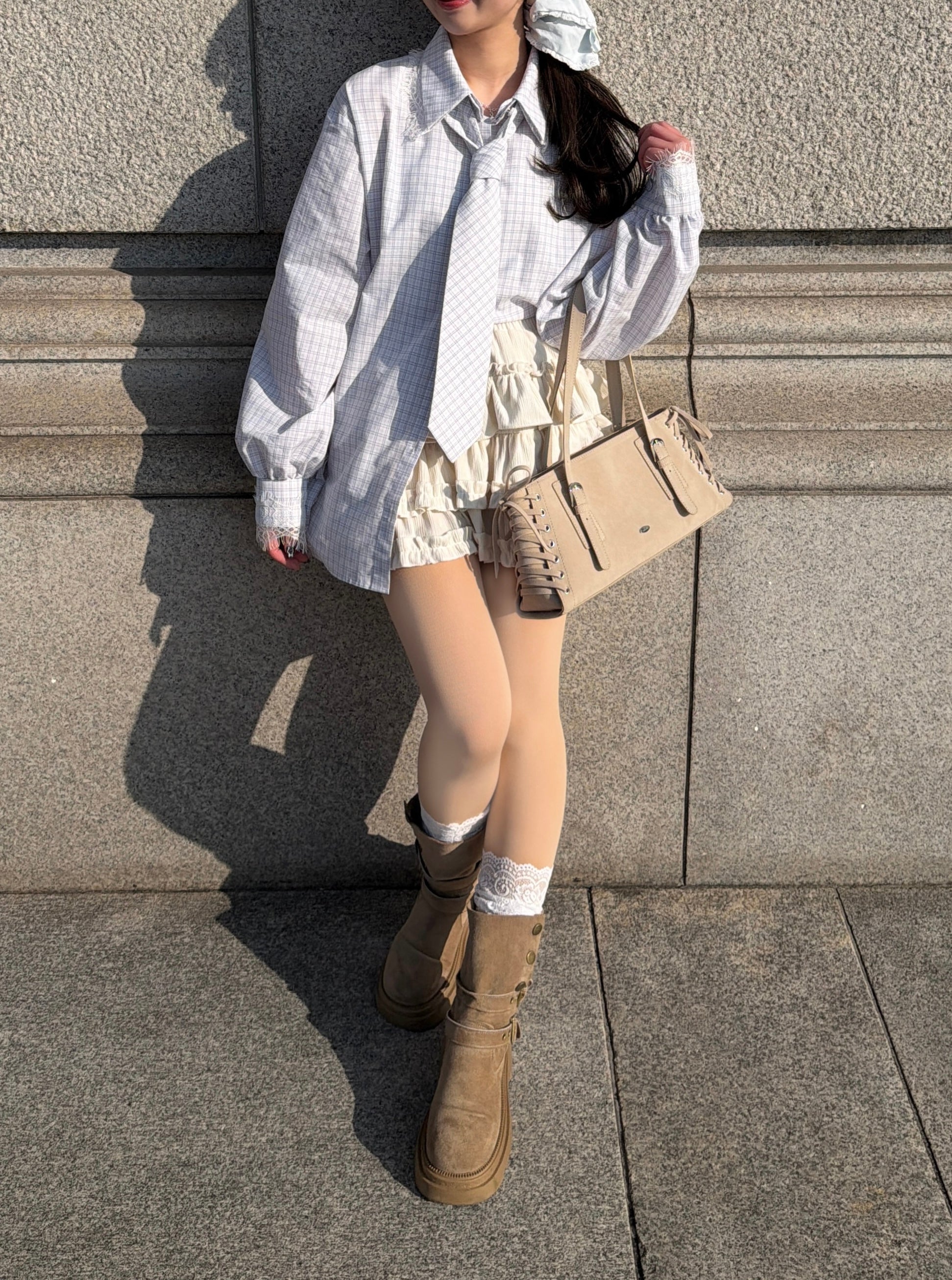 【一部予約】ネクタイセットレースドッキングシャツ