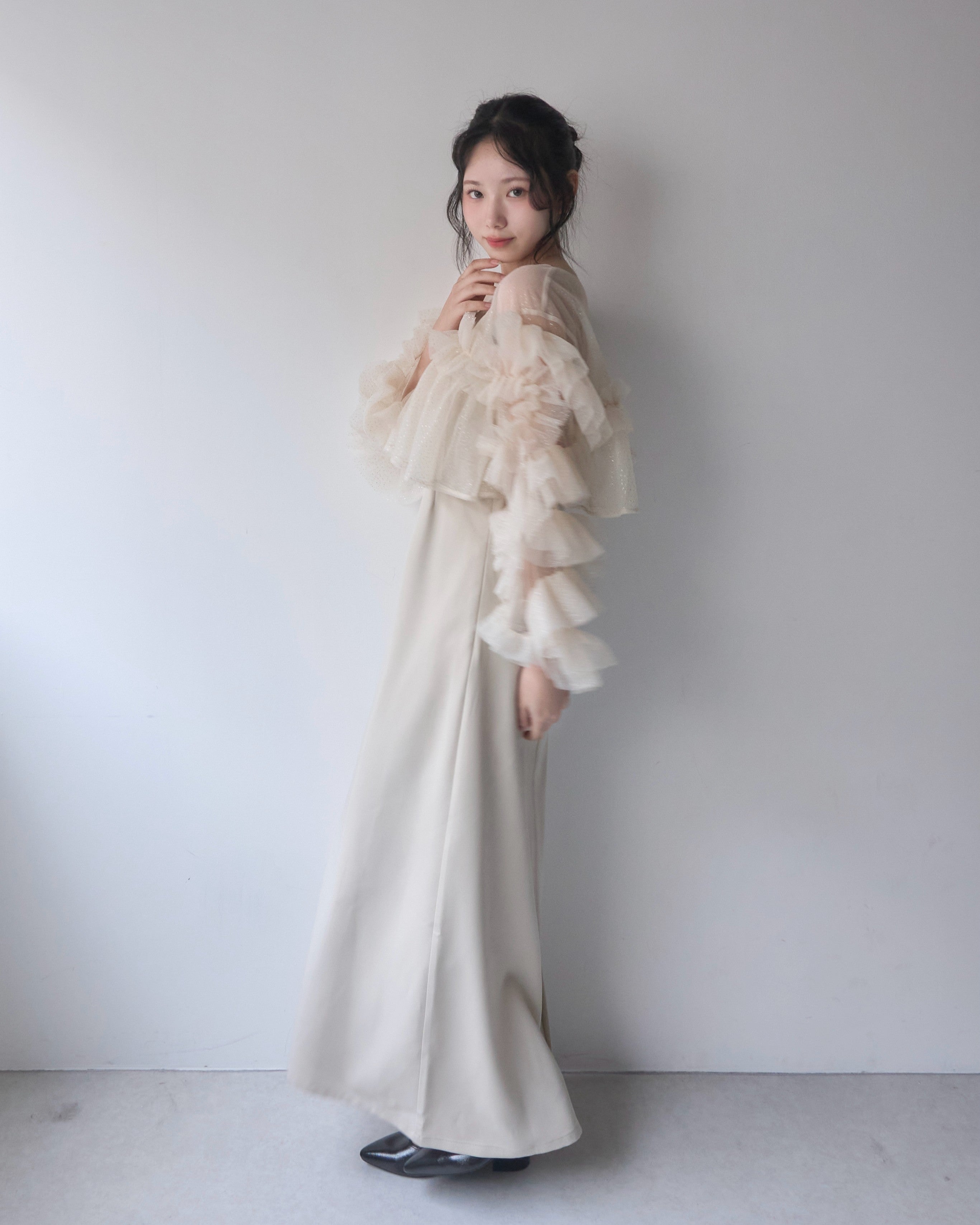 【予約】フリルラメチュールオケージョンワンピース