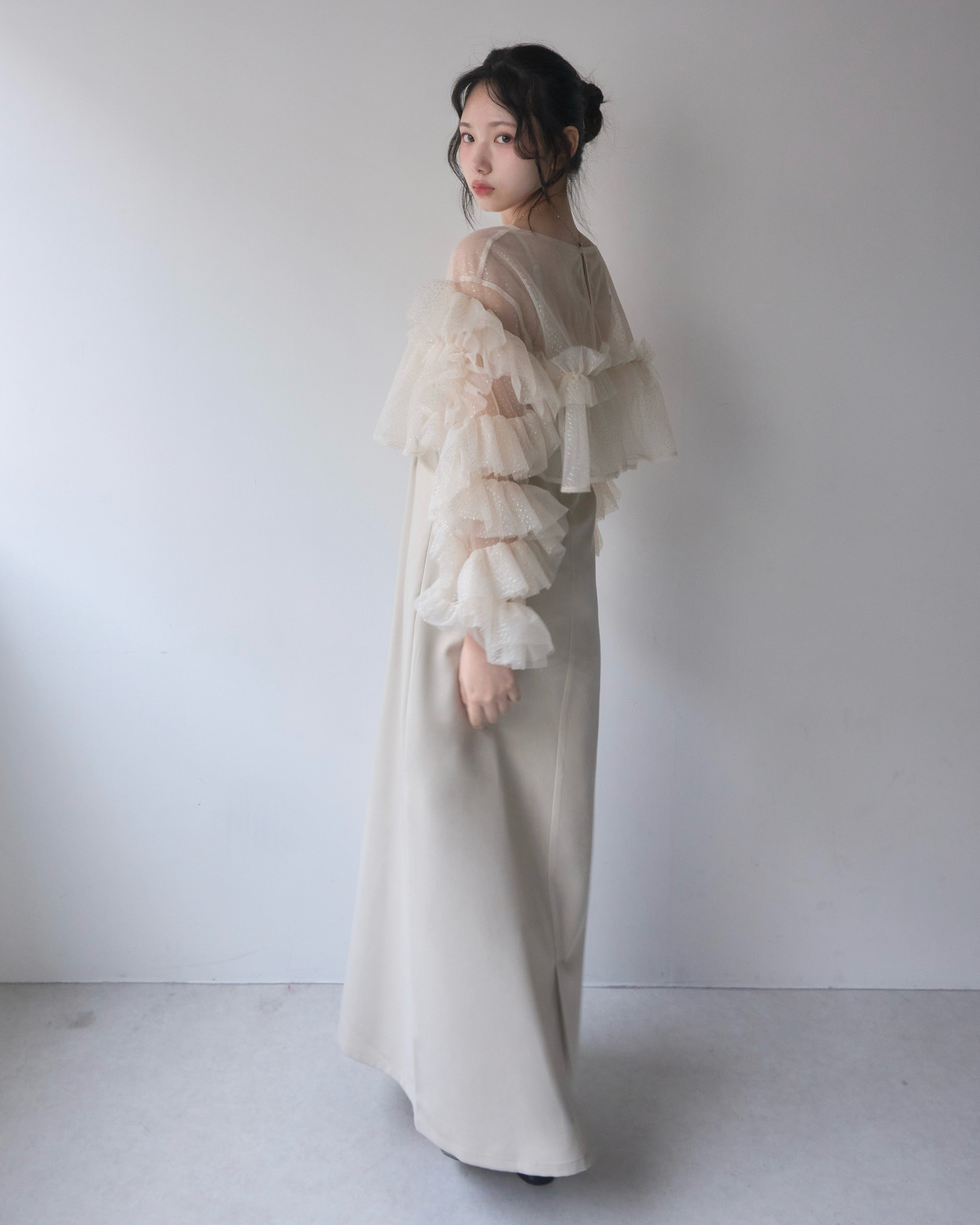 【予約】フリルラメチュールオケージョンワンピース