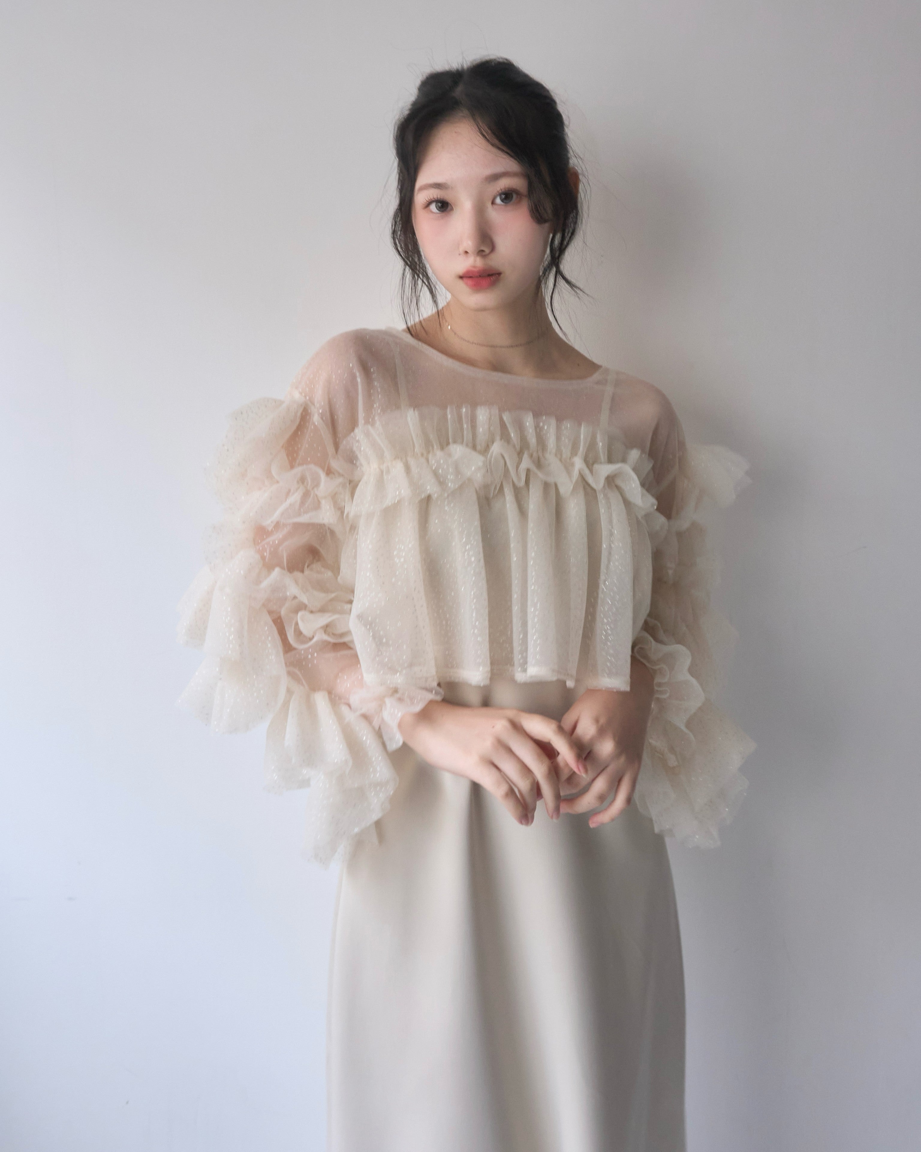 【予約】フリルラメチュールオケージョンワンピース