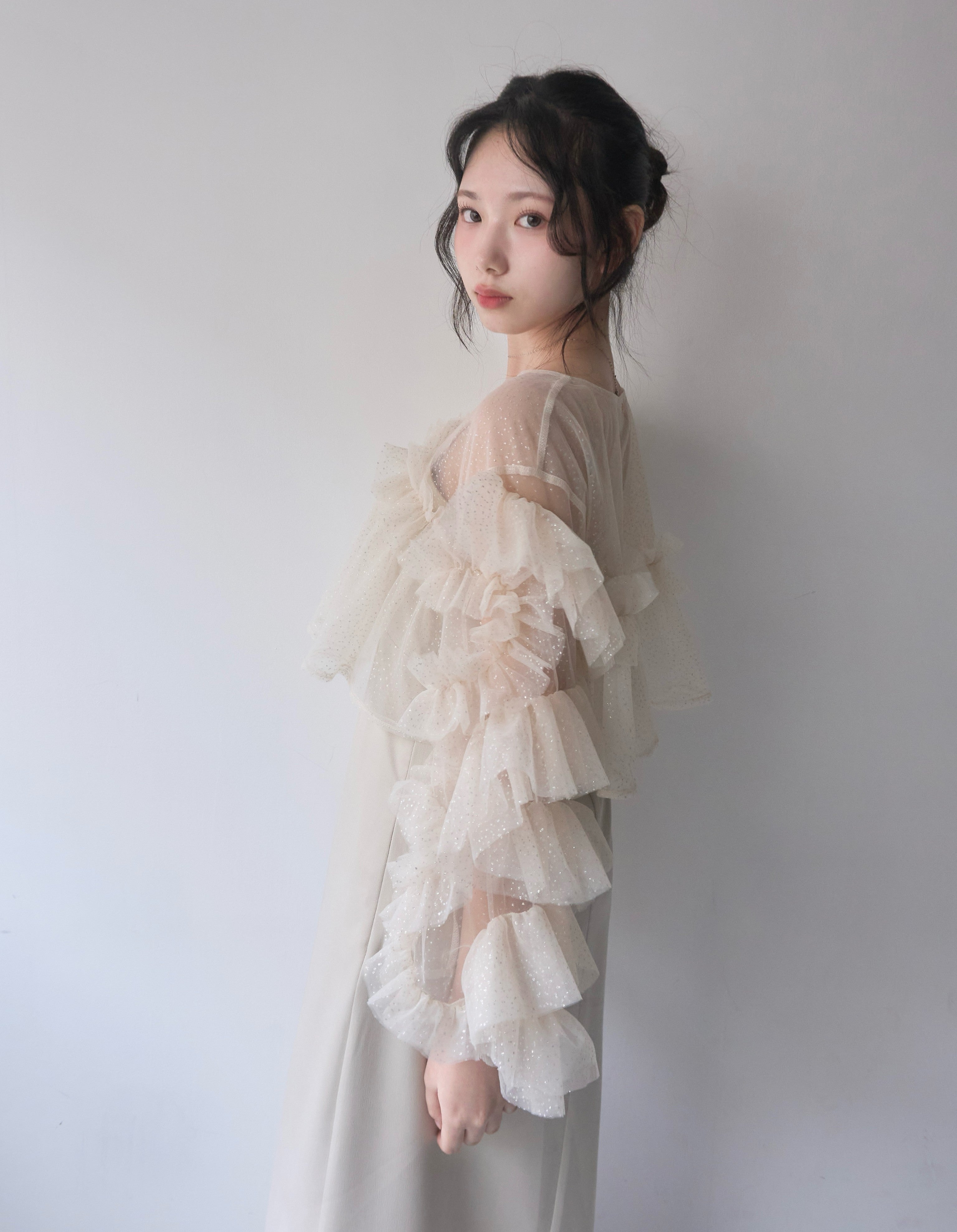 【予約】フリルラメチュールオケージョンワンピース