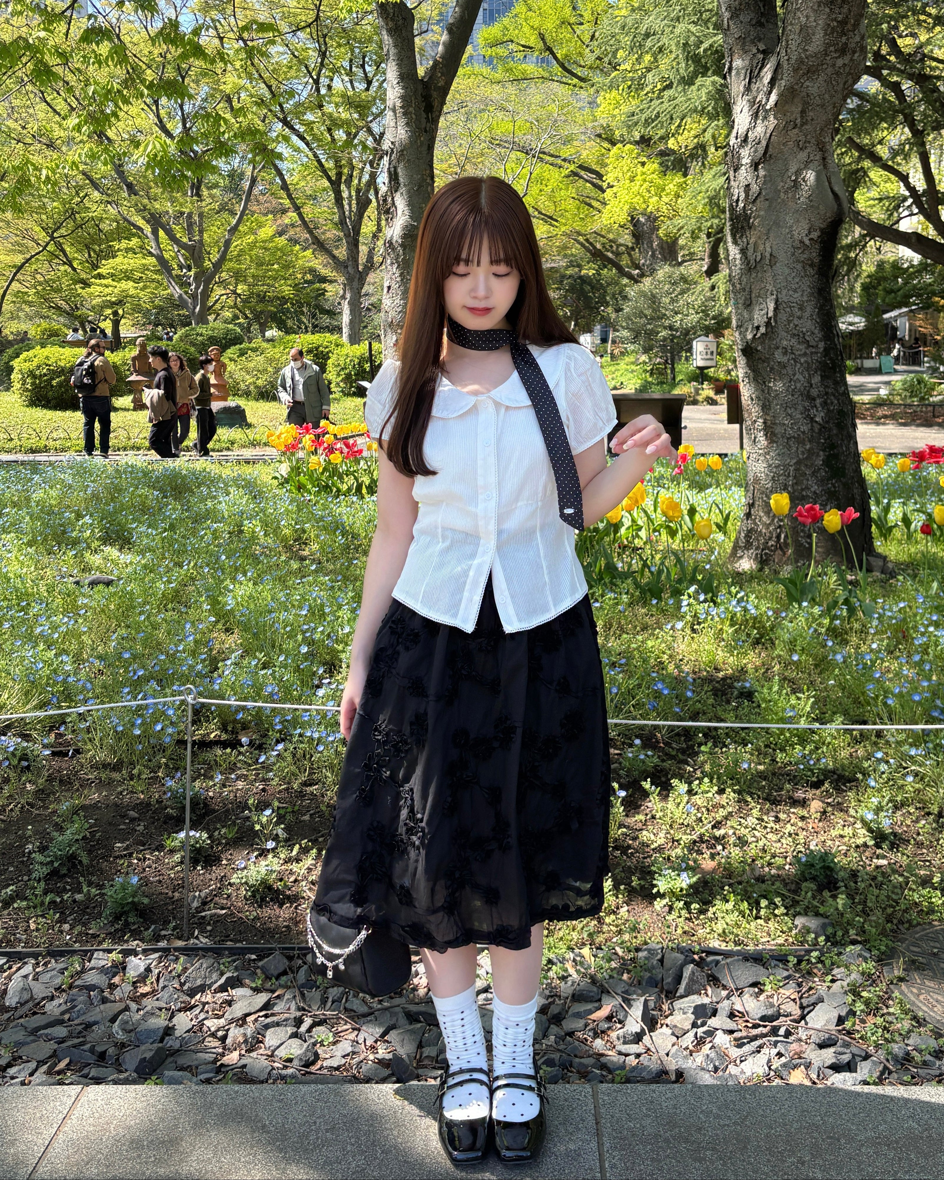 バックリボンキャップスリーブブラウス