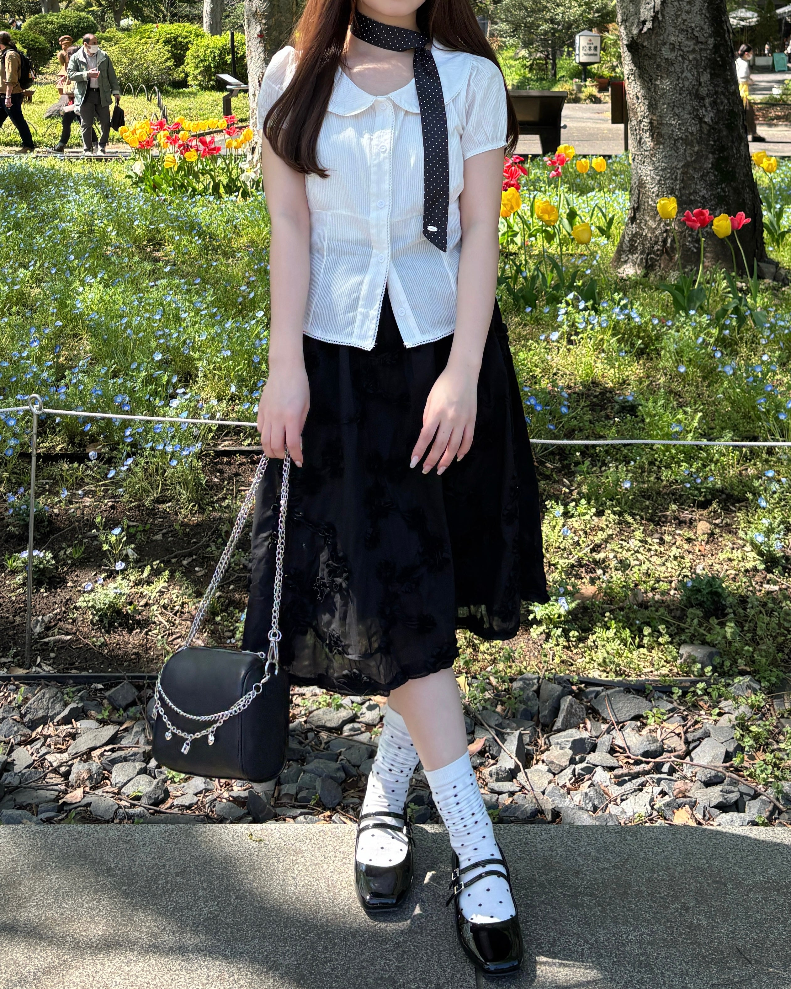 バックリボンキャップスリーブブラウス