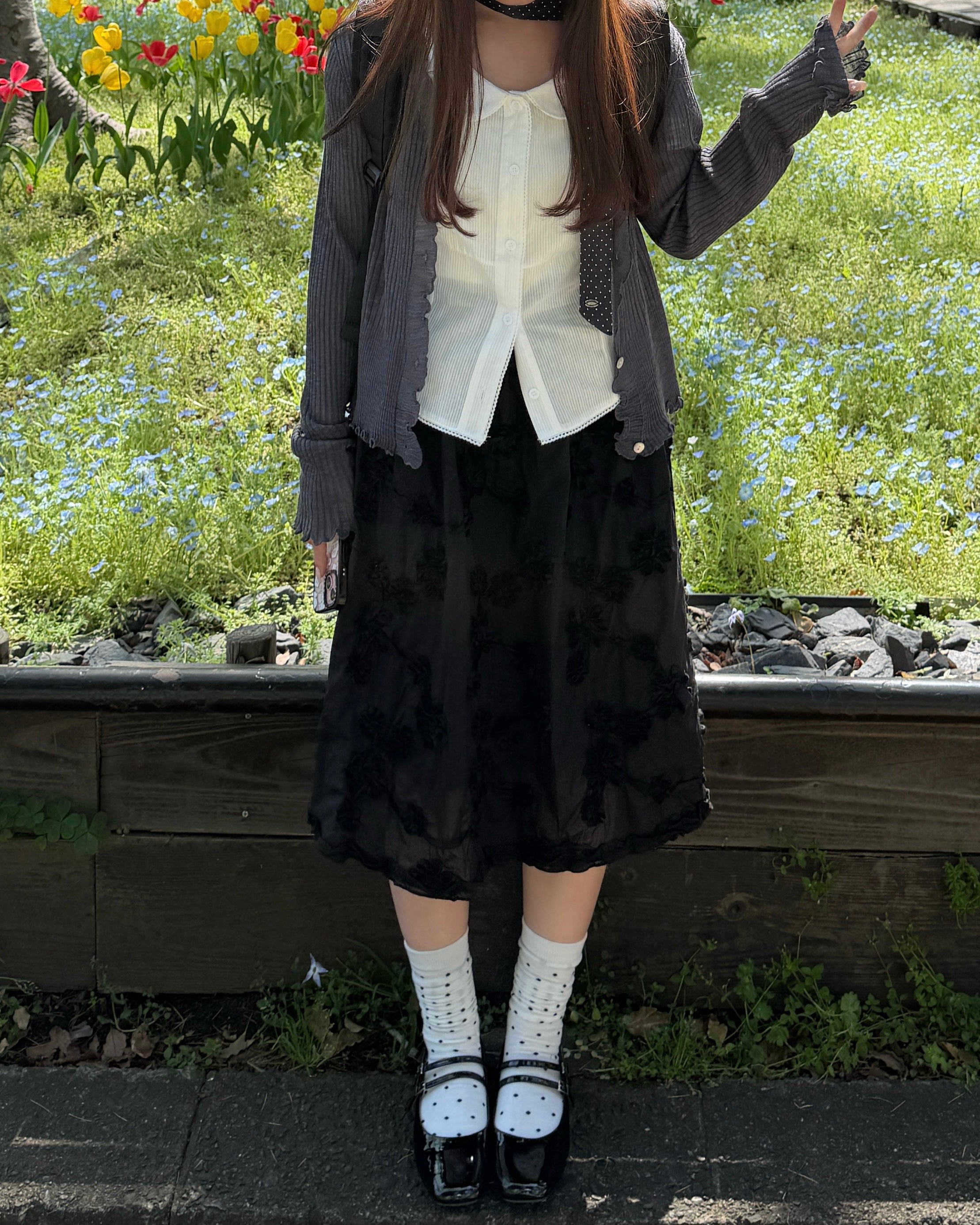 バックリボンキャップスリーブブラウス