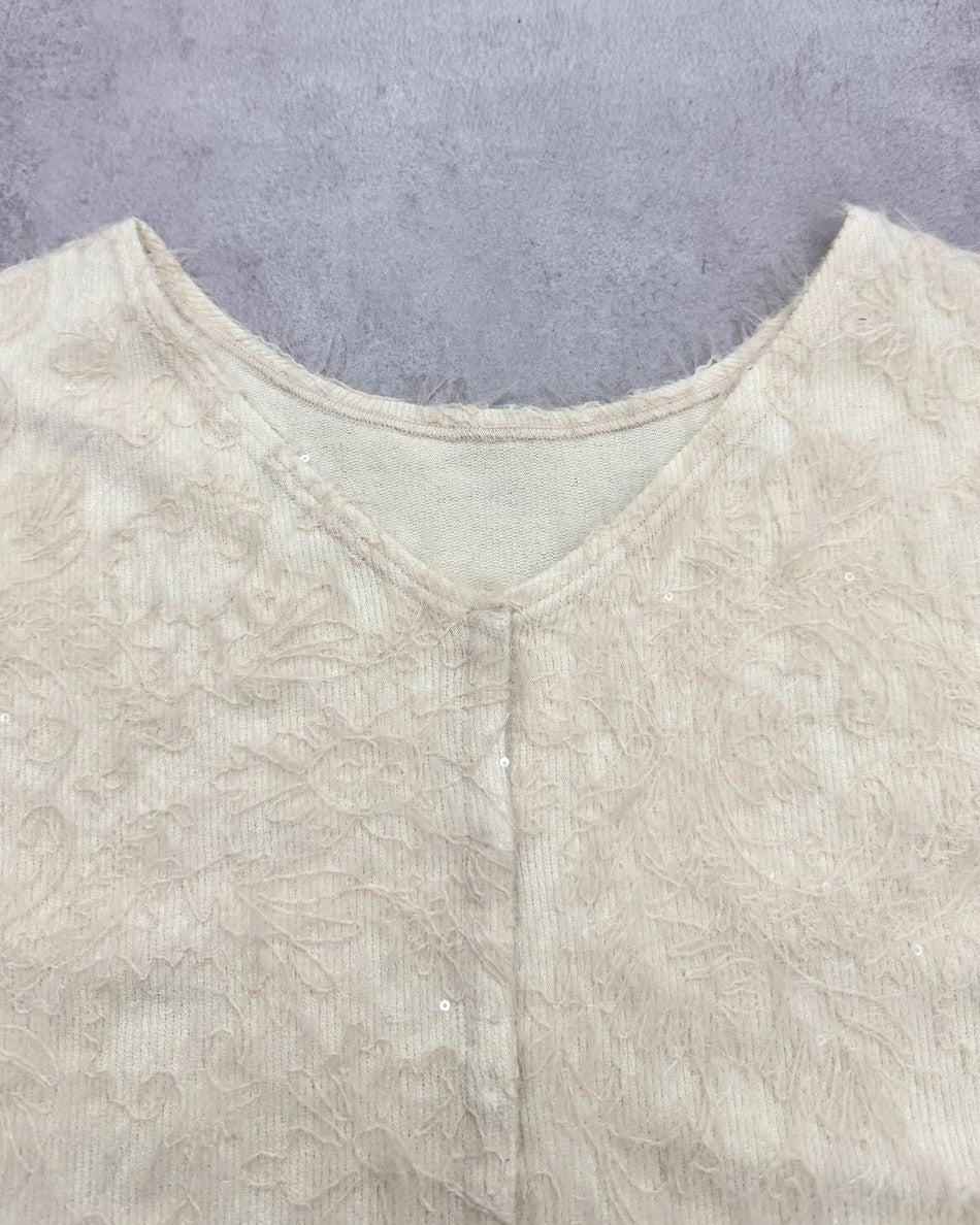 Choker set 2way lace knit cardigan