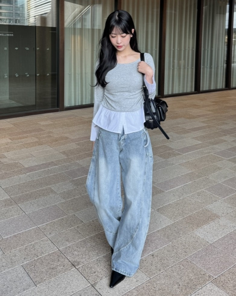 model:162cm/ライトブルーL