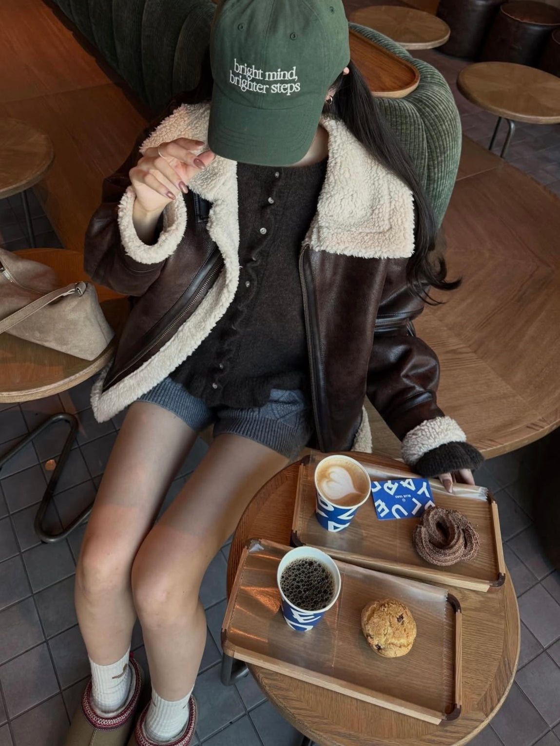 マルチウェイヴィンテージレザーライクベルトボアコート