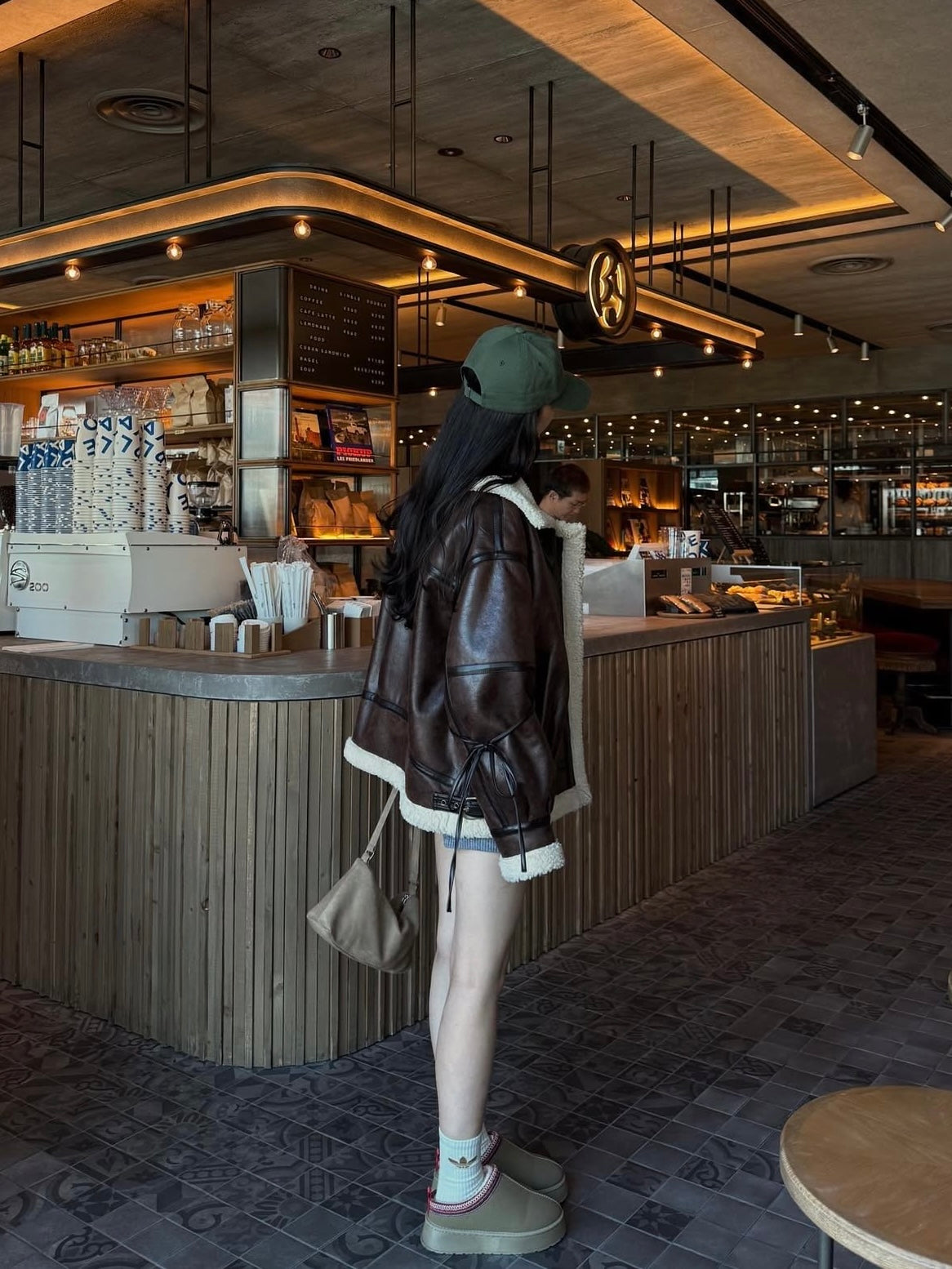 マルチウェイヴィンテージレザーライクベルトボアコート