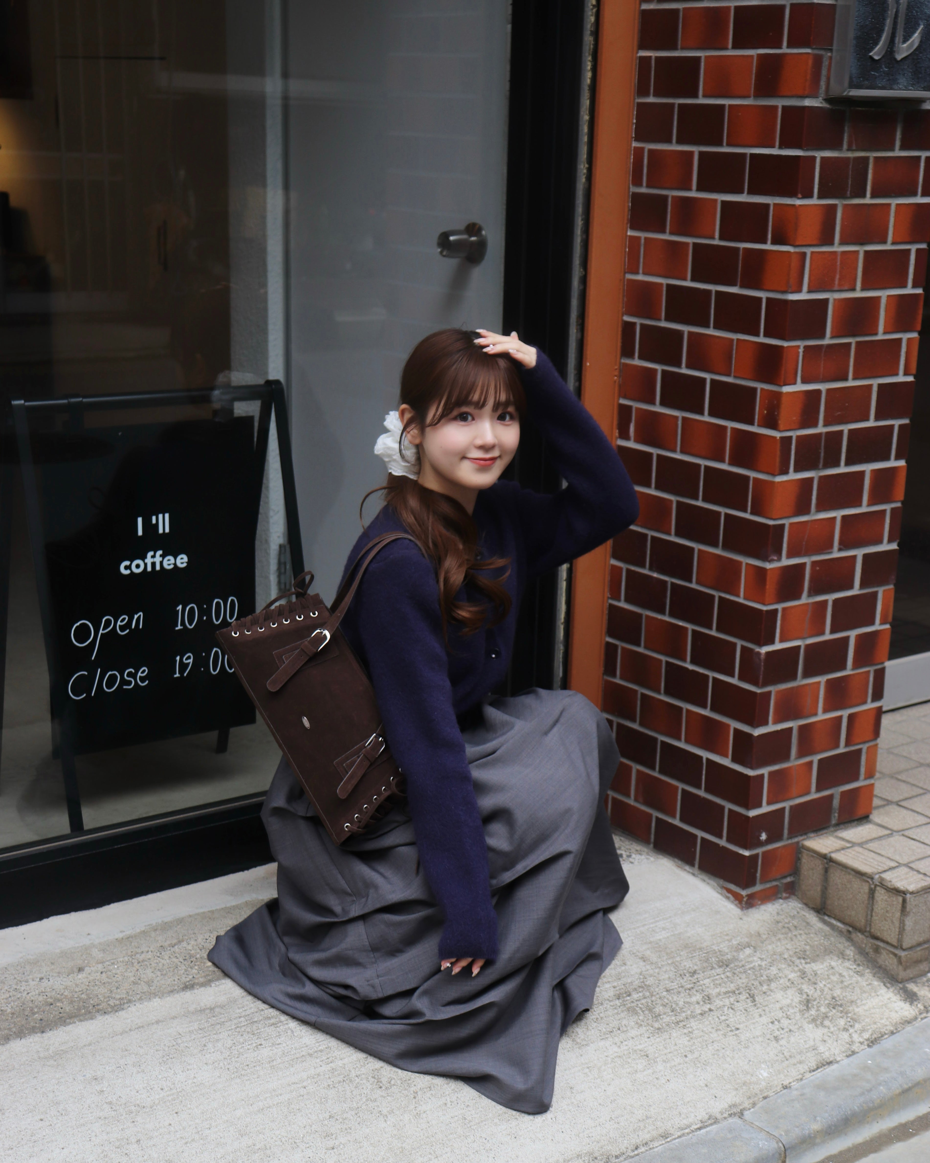 レースアップスウェードライクスクエアバッグ