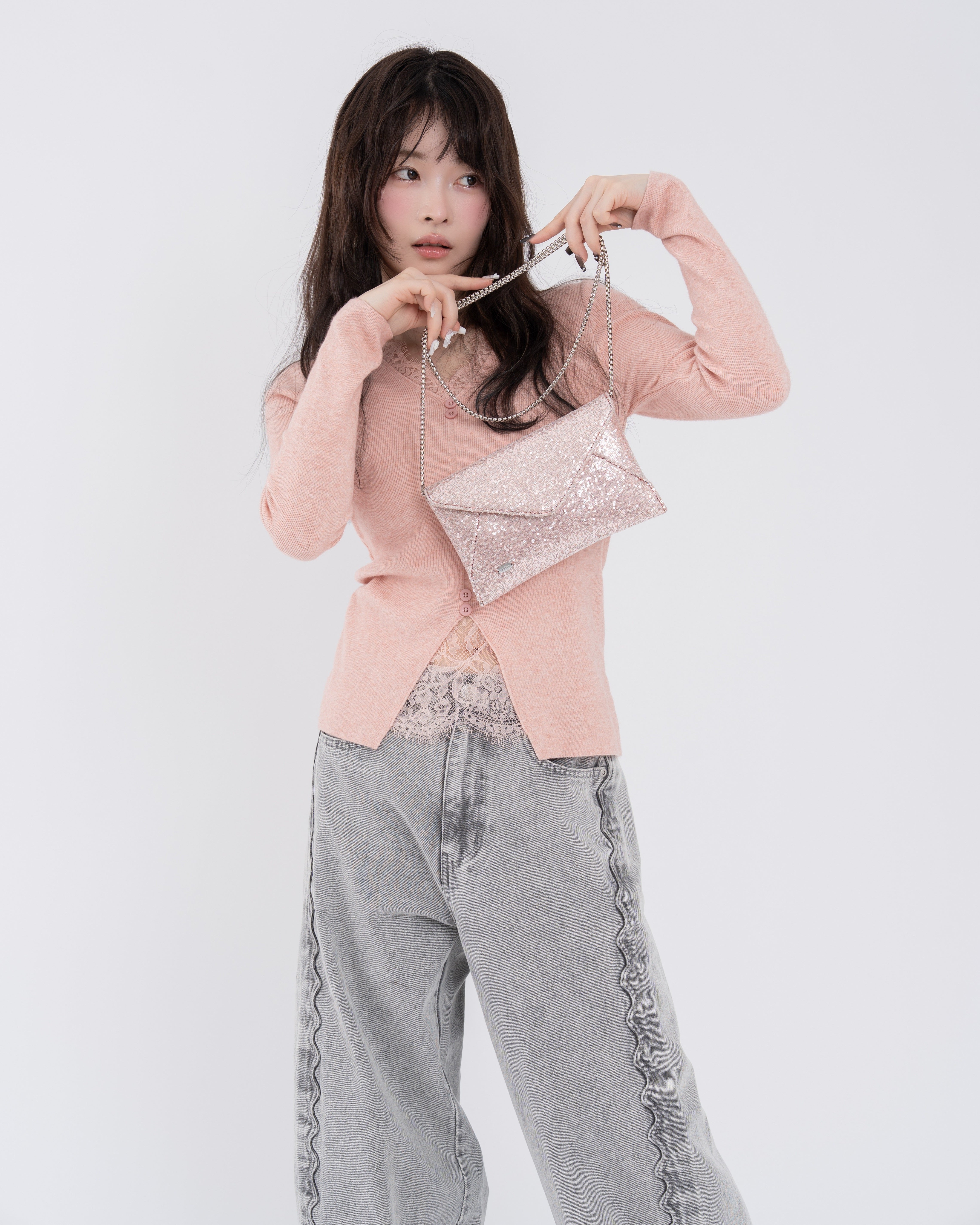 2wayスパンコールレターミニバッグ