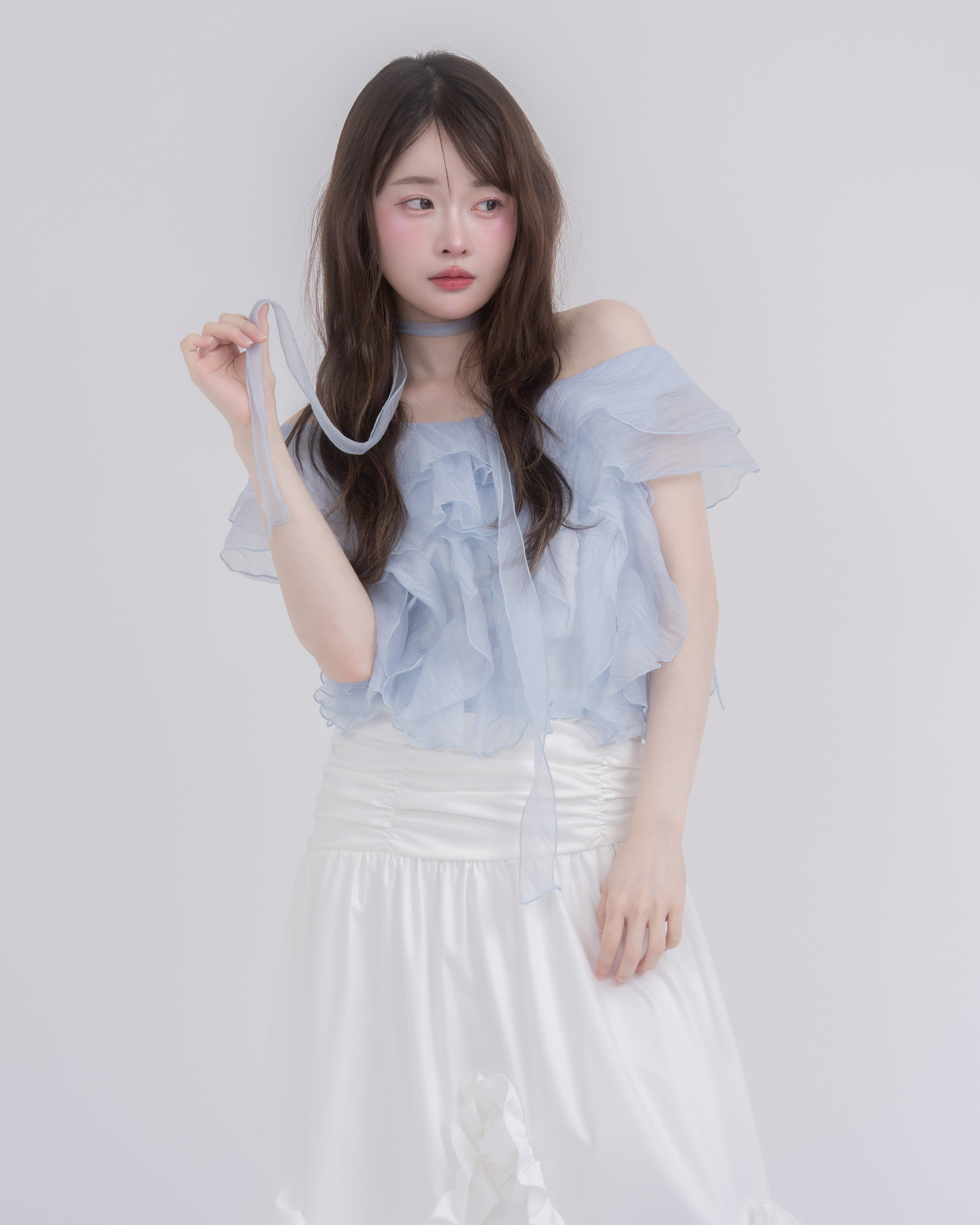 【予約】オーガンジーフリルブラウスチョーカーセット