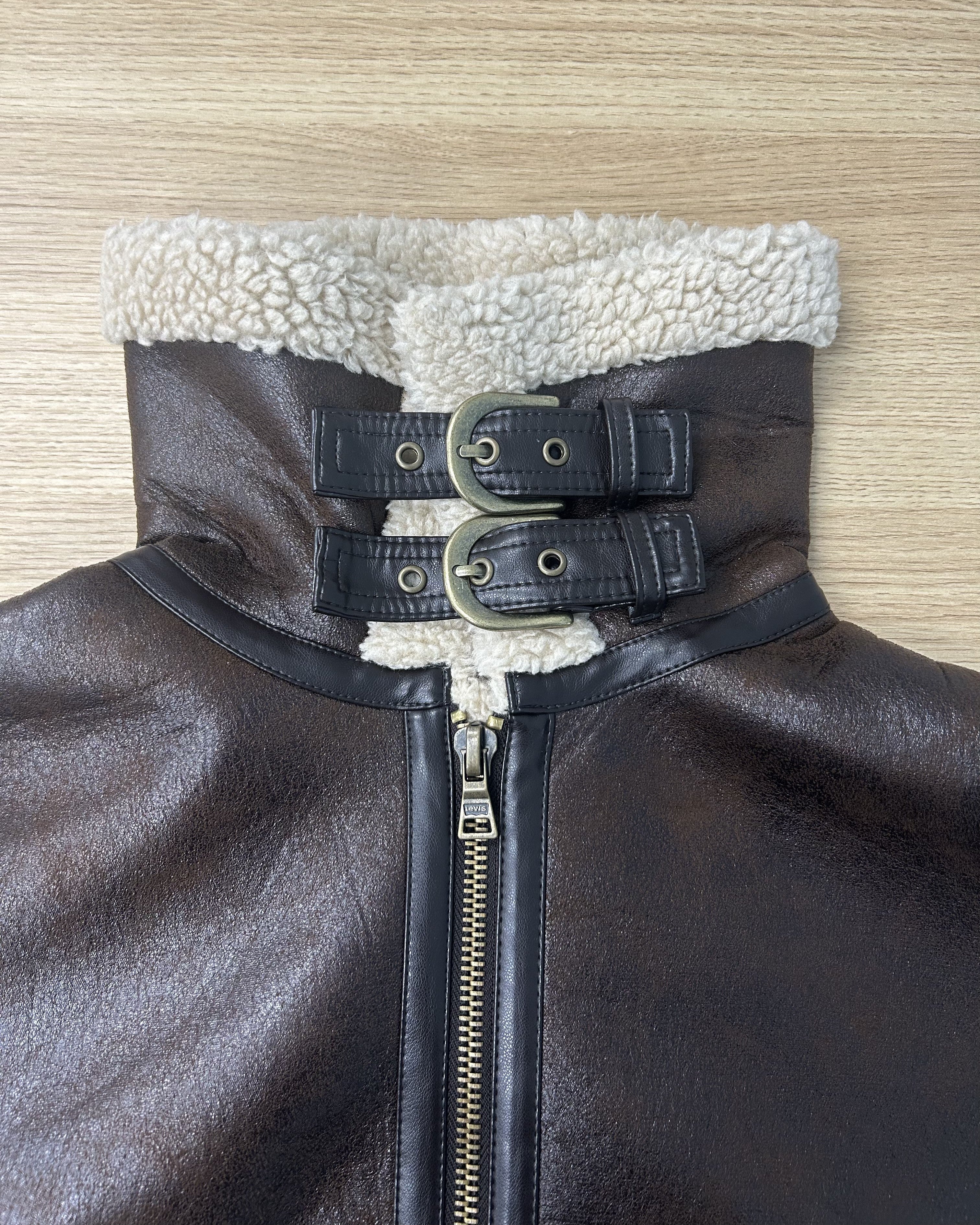 マルチウェイヴィンテージレザーライクベルトボアコート