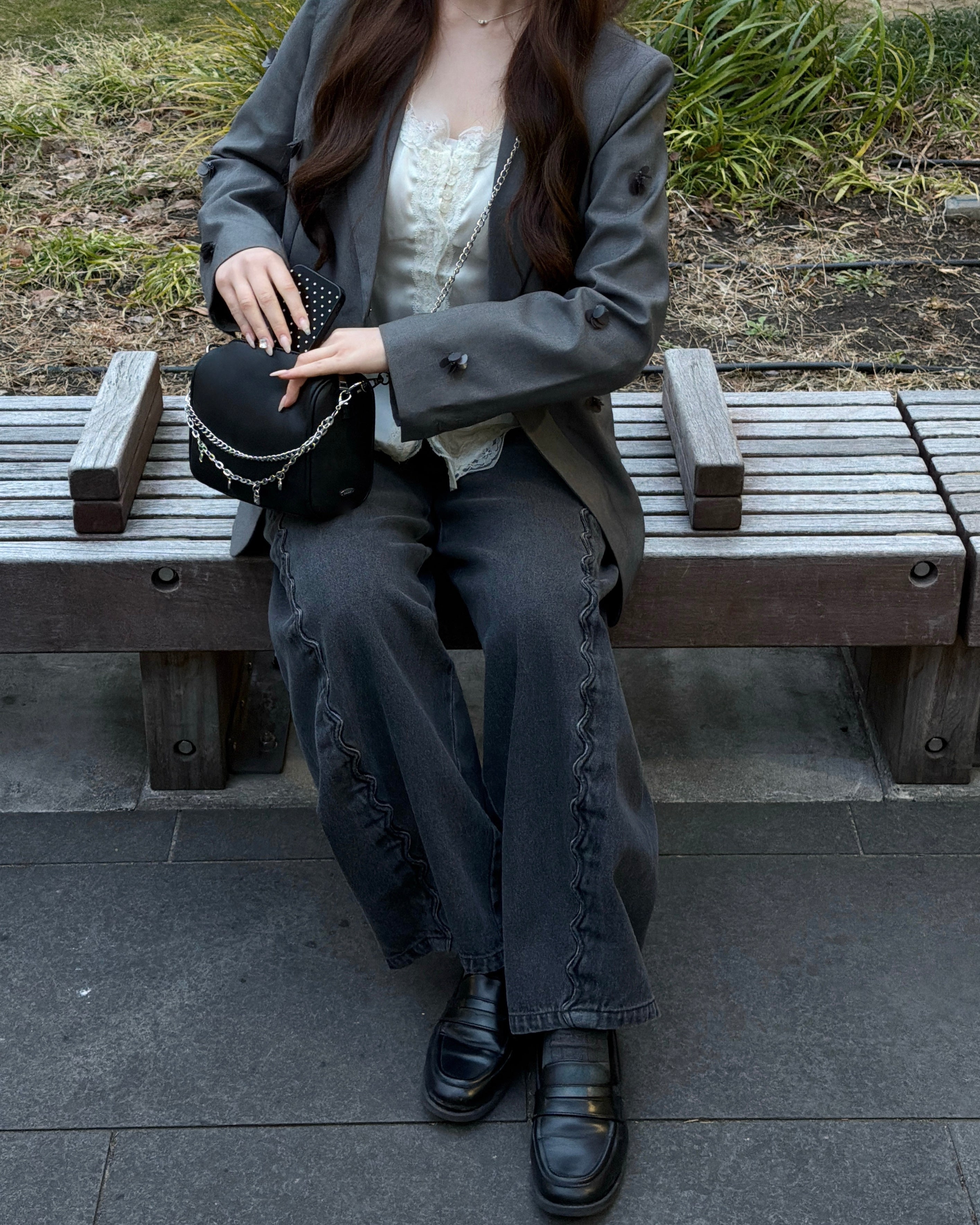 フラワービジューテーラードジャケット