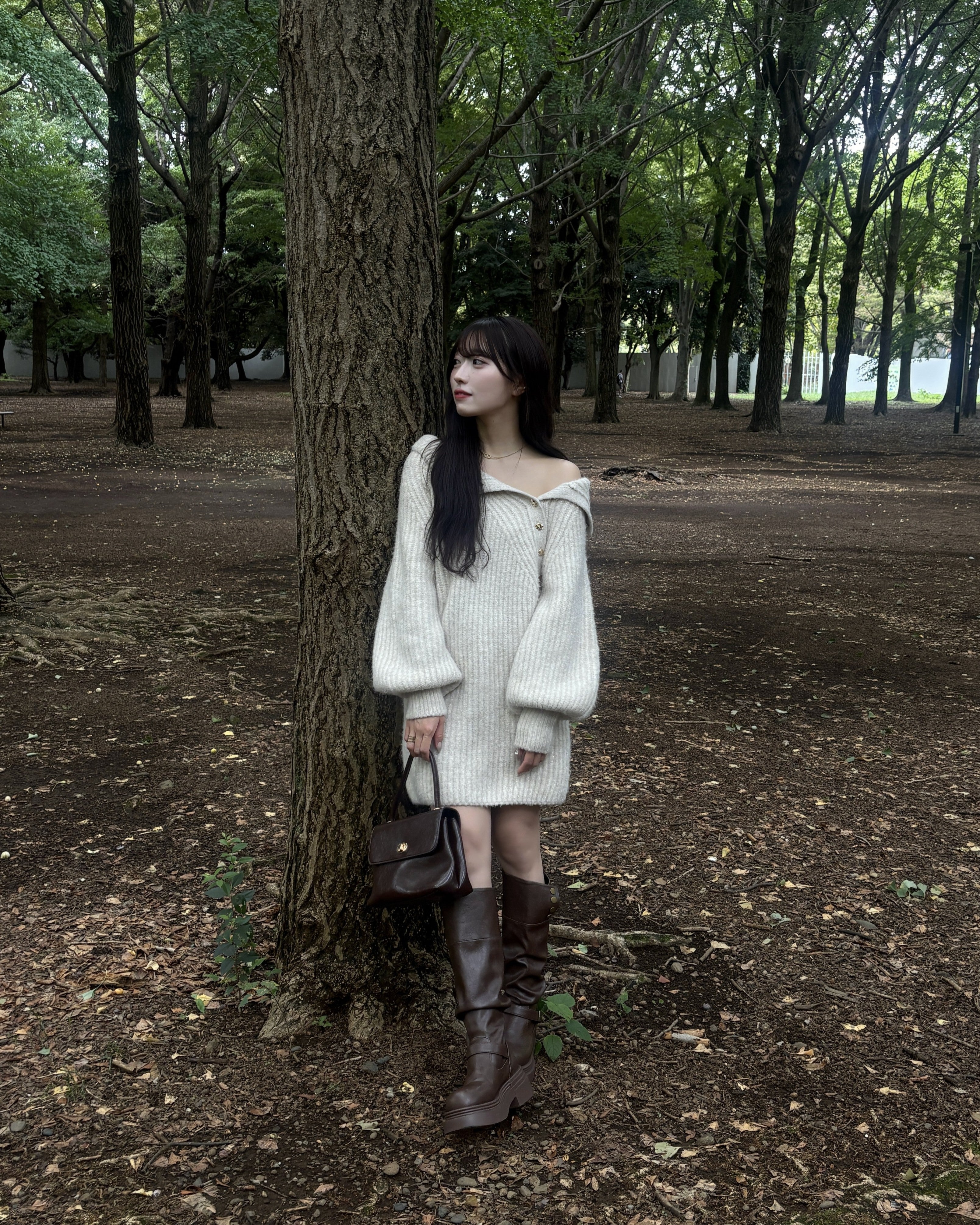 ボタンディテールラメニットミニワンピース