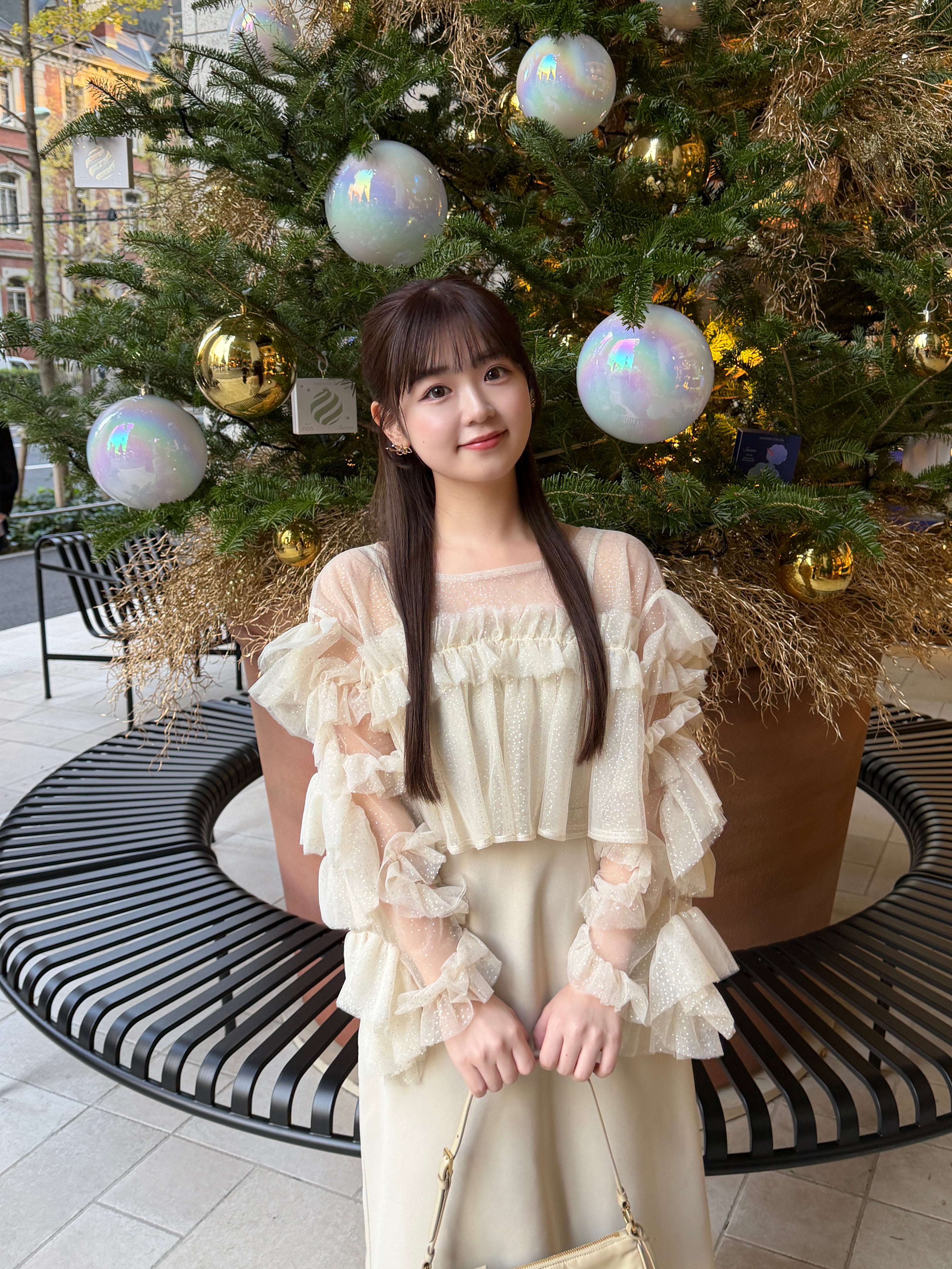 褶边金银丝薄纱场合连衣裙