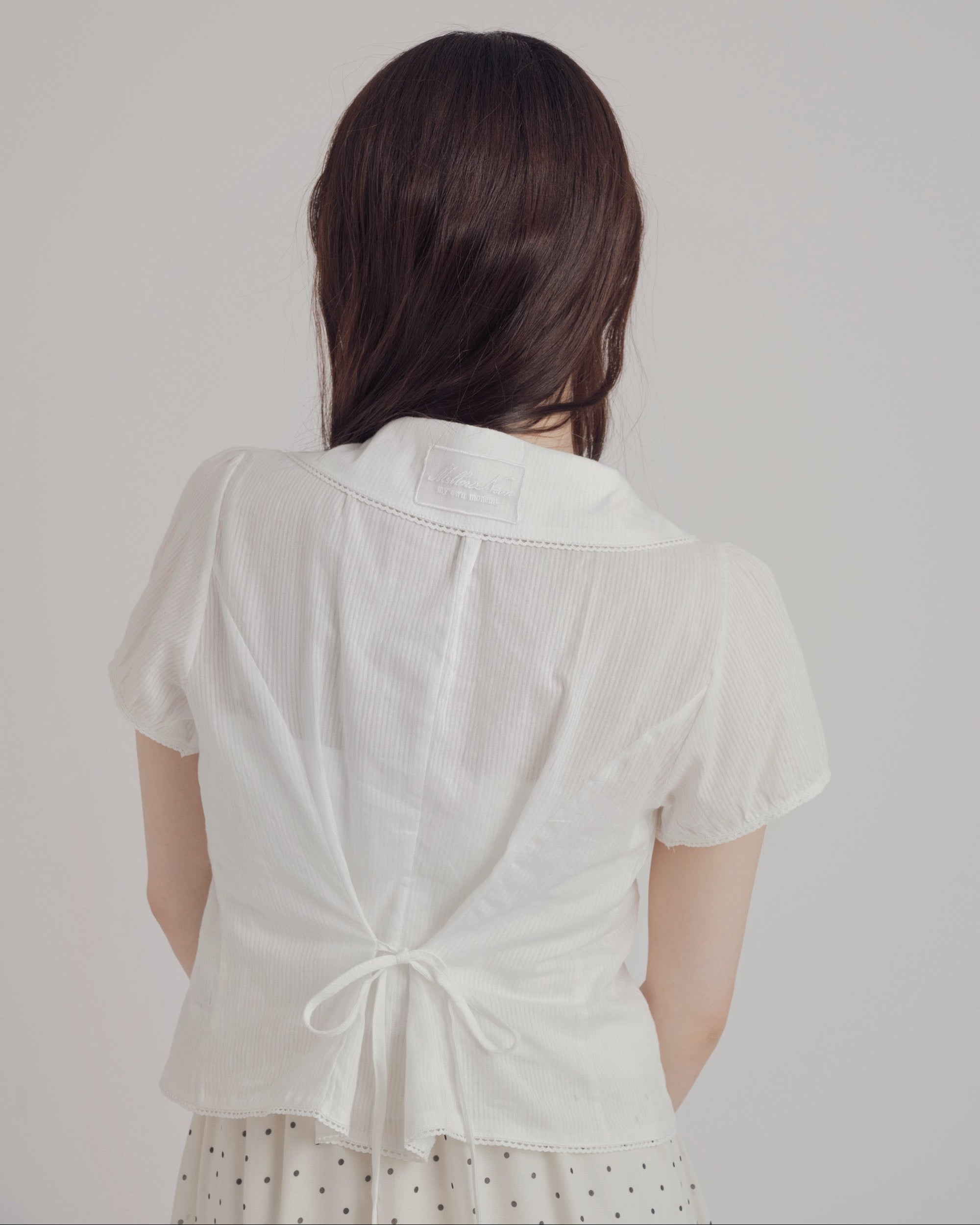 バックリボンキャップスリーブブラウス