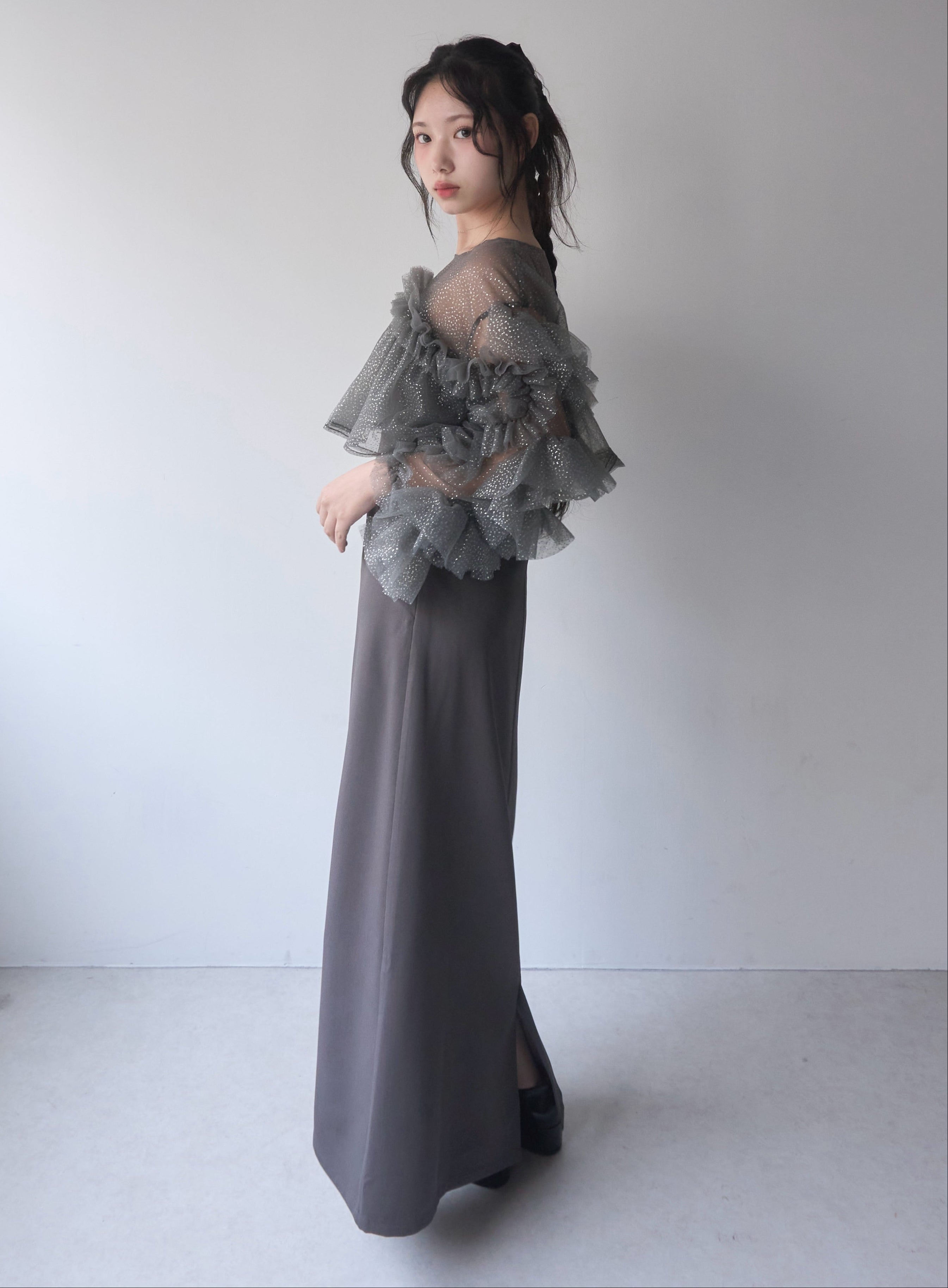 フリルラメチュールオケージョンワンピース