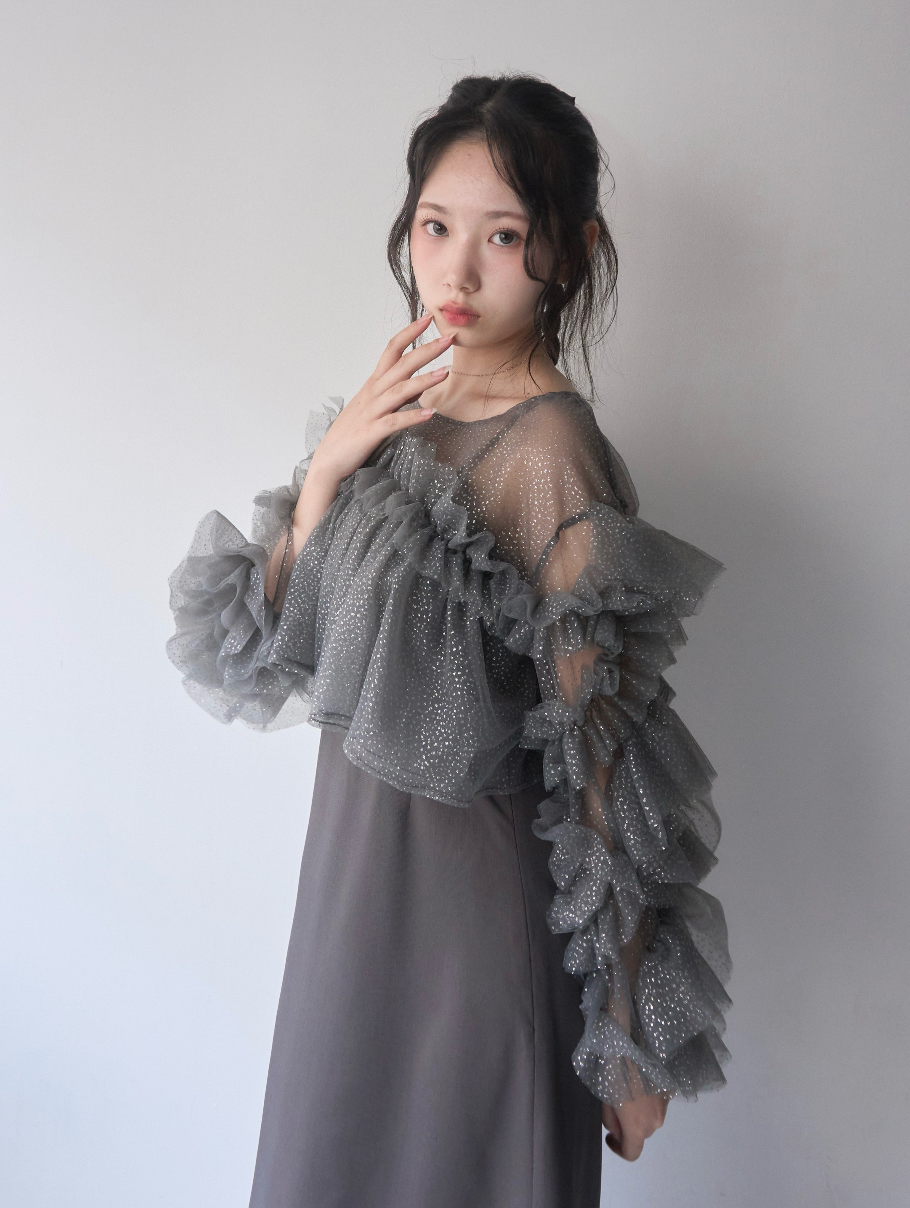 【予約】フリルラメチュールオケージョンワンピース