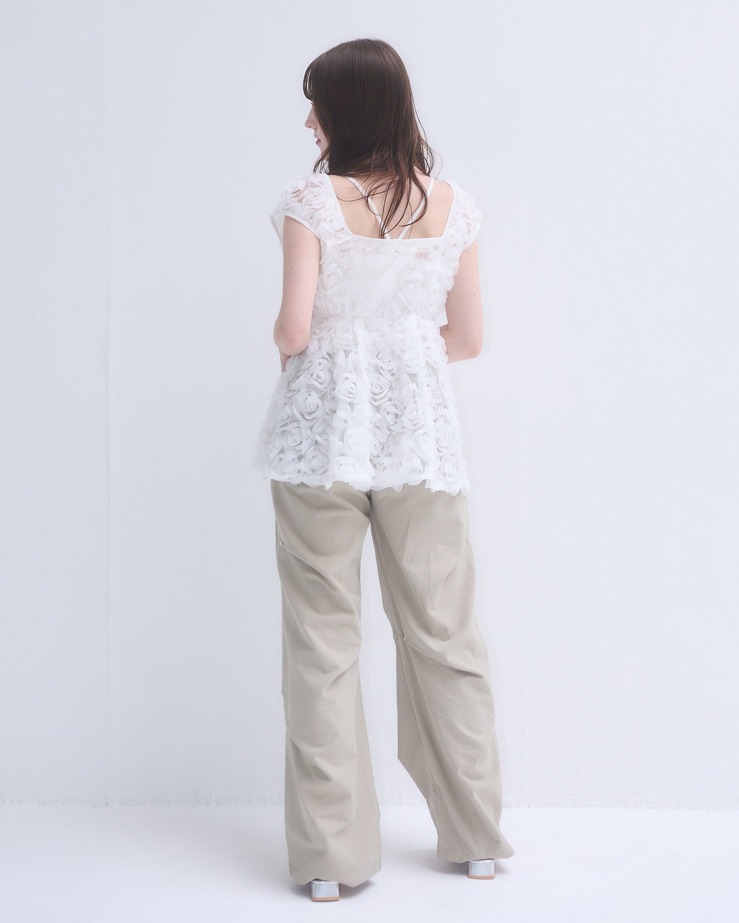 2way rose tulle blouse